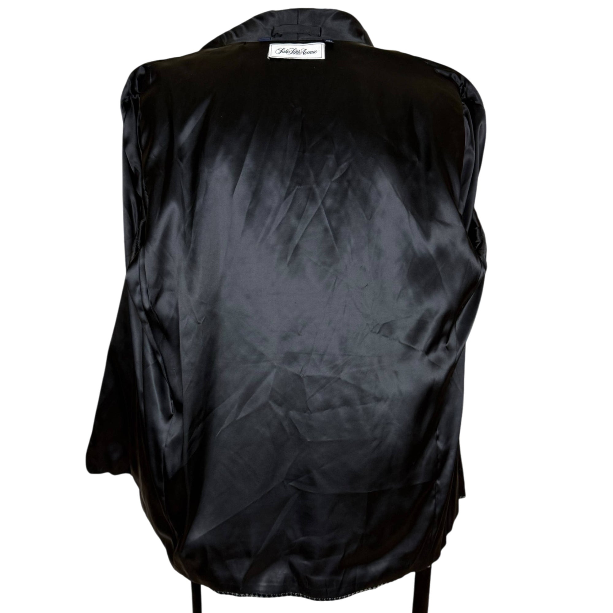 Vintage Saks Fifth Avenue smoking jacket with black acetate lining