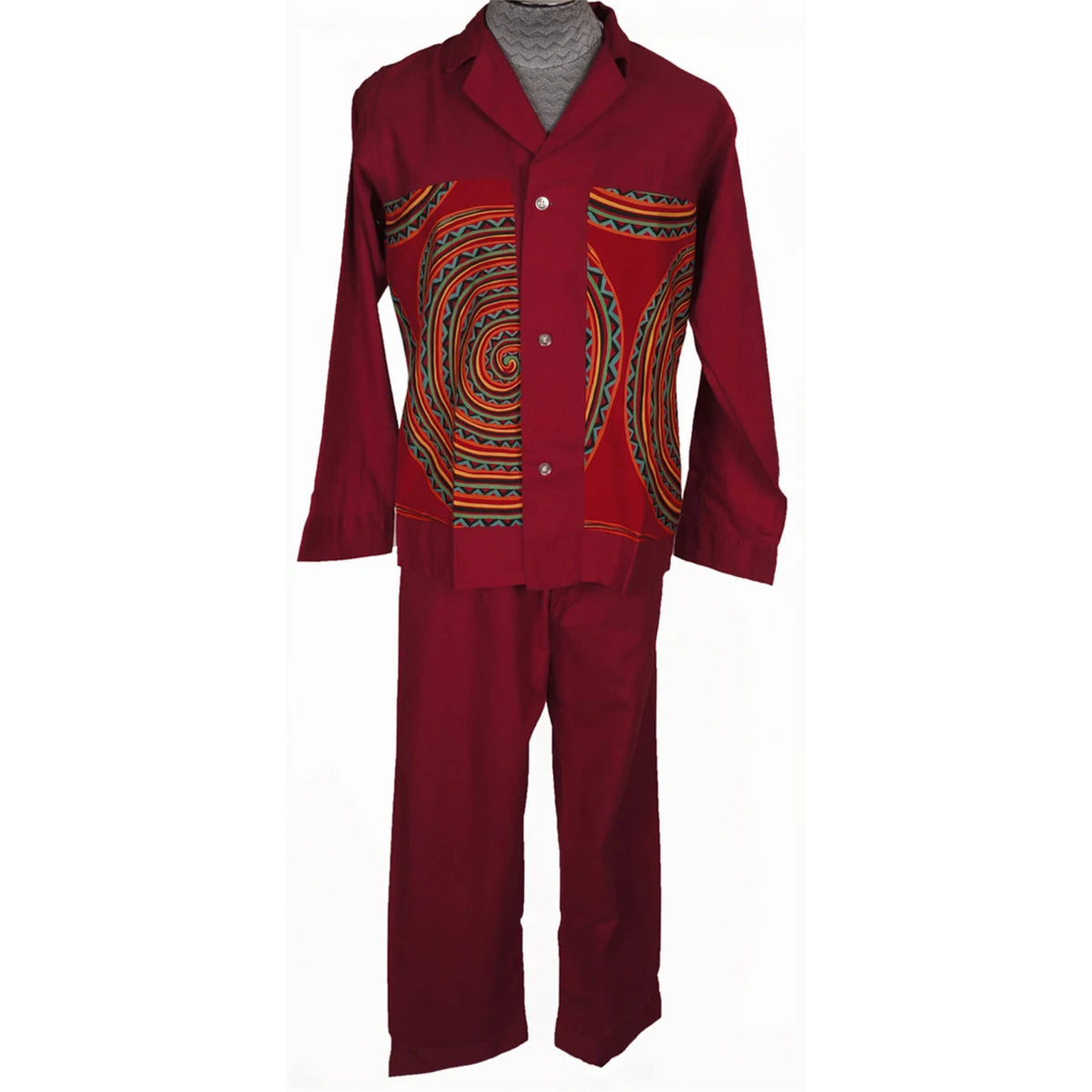Vintage 60s Wild Design Tiki Print Mens Pajamas Size Medium by Weldon