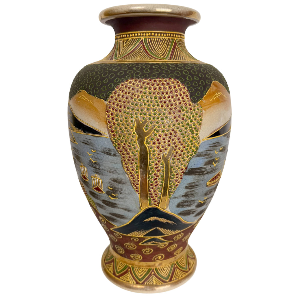 Vintage 1920s 30s Japanese Satsuma Vase 12” High