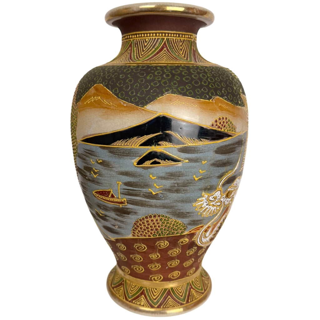 Vintage 1920s 30s Japanese Satsuma Vase 12” High