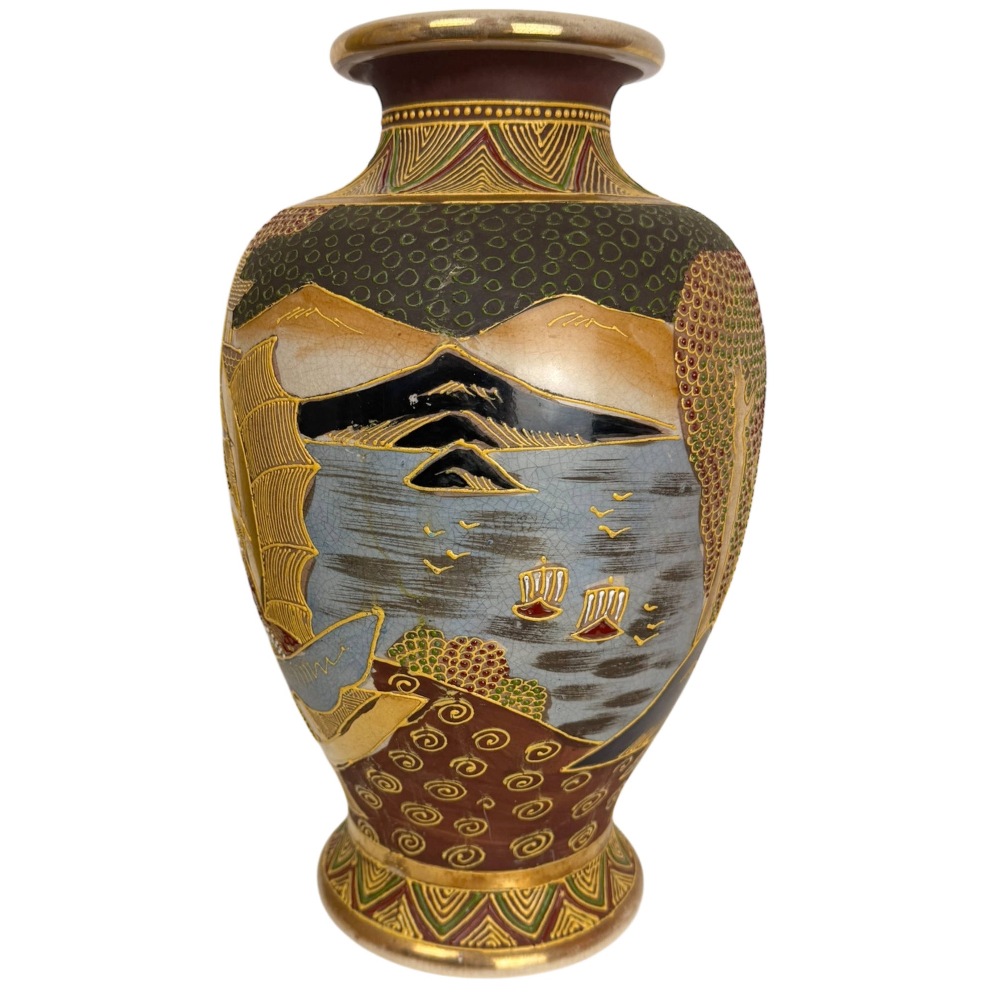 Vintage 1920s 30s Japanese Satsuma Vase 12” High