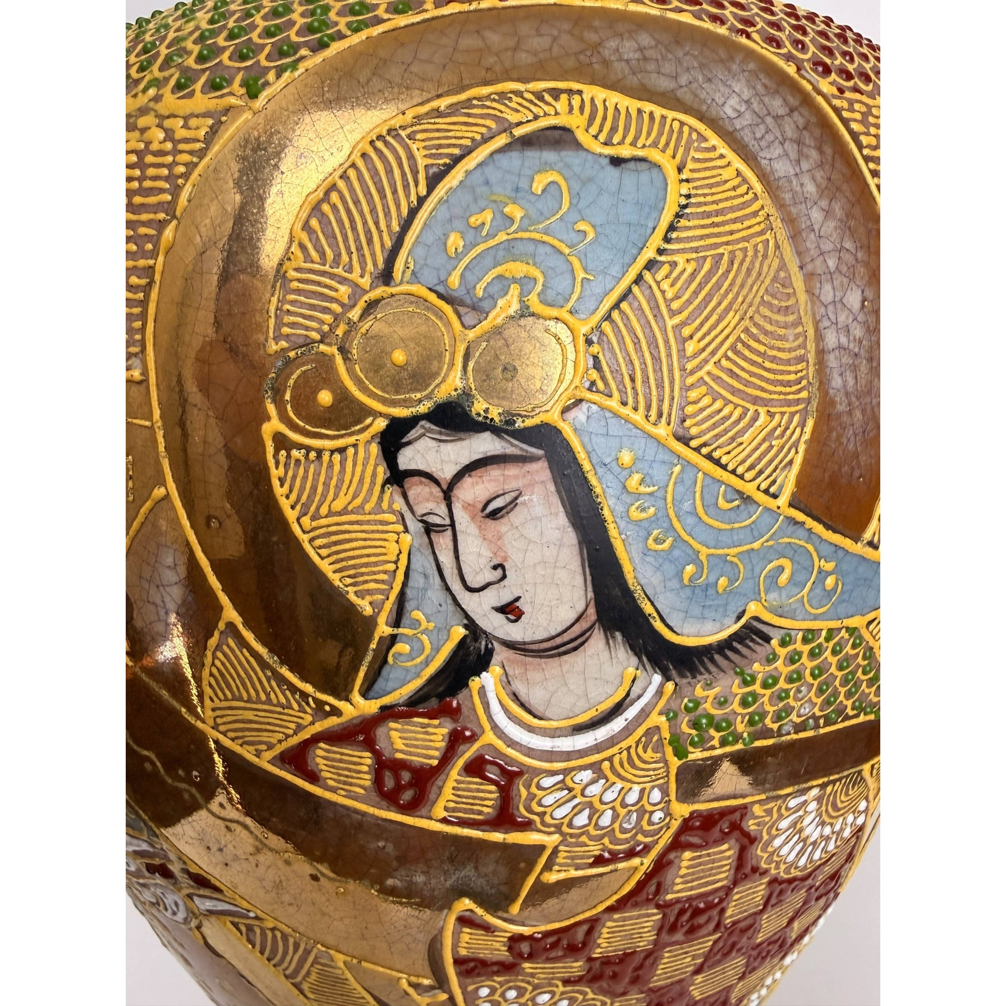 Vintage 1920s 30s Japanese Satsuma Vase 12” High