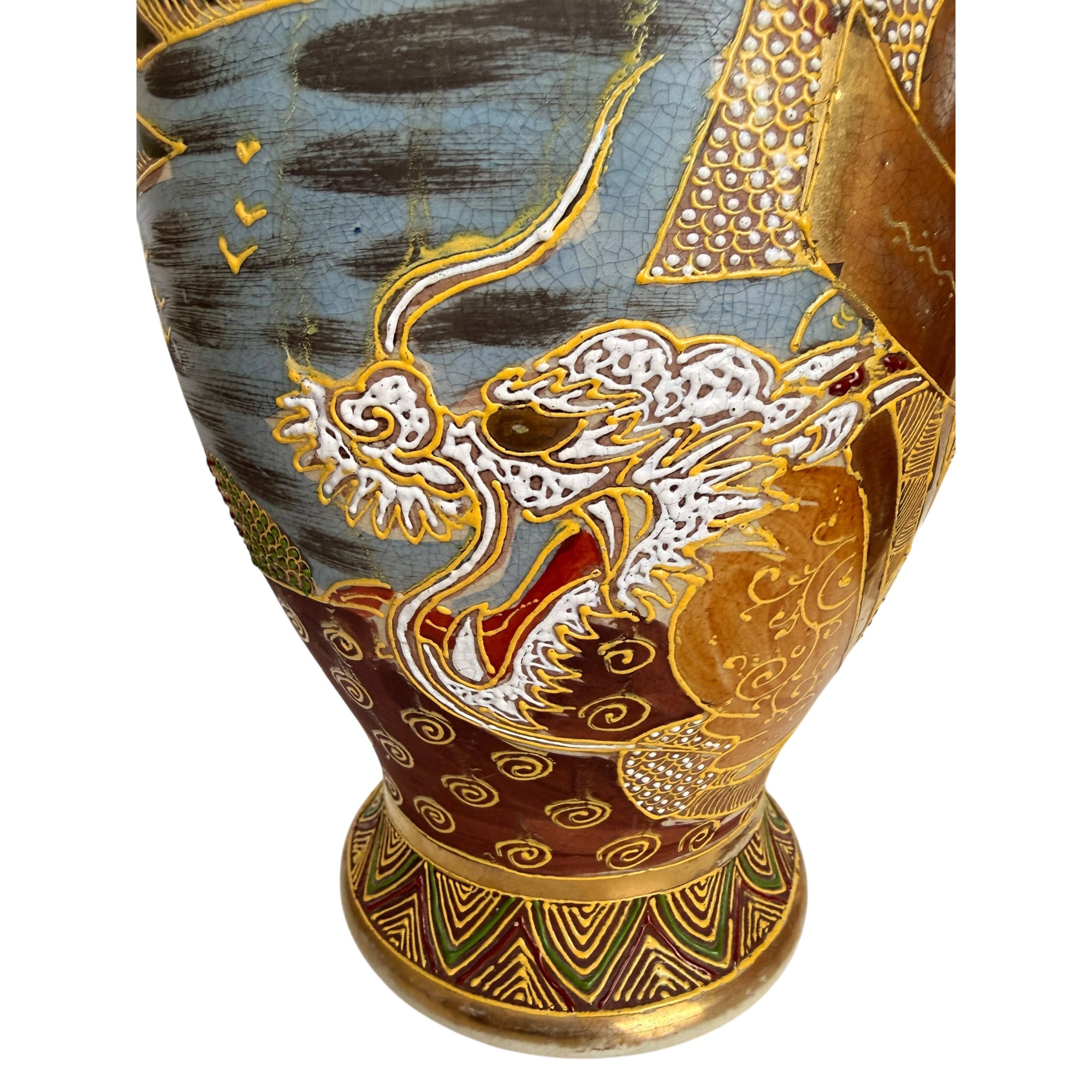 Vintage 1920s 30s Japanese Satsuma Vase 12” High