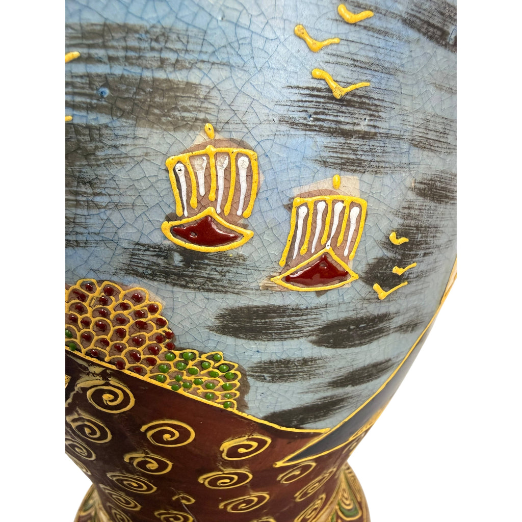 Vintage 1920s 30s Japanese Satsuma Vase 12” High