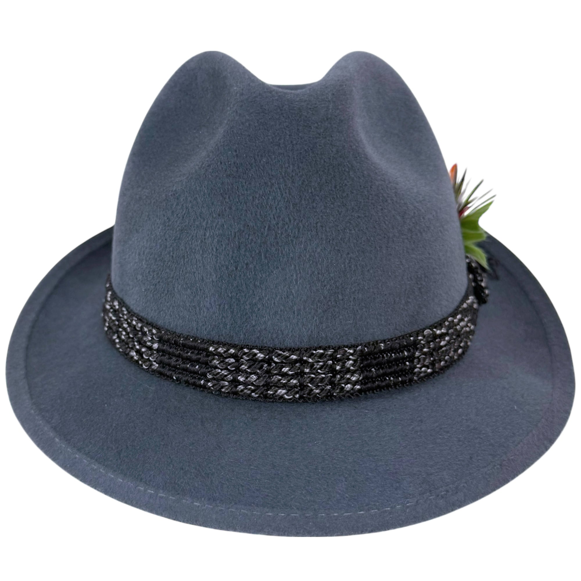 Vintage Sauvé Frères fedora showing crown shape and woven band detail