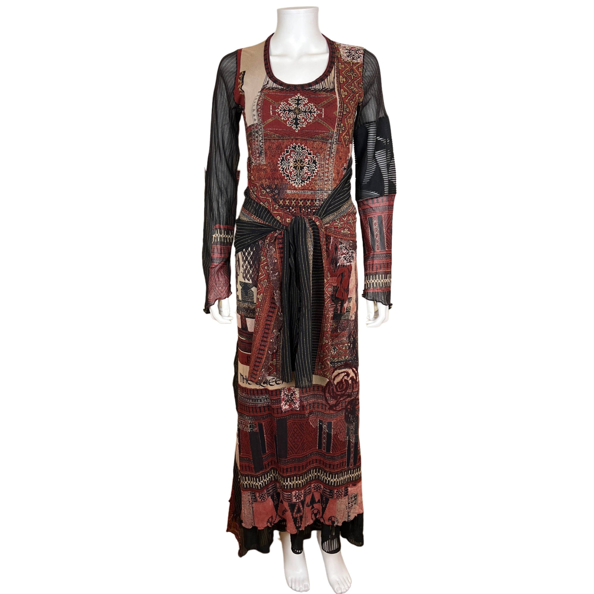 1990s Vintage Save The Queen Dress Tribal Printed Mesh