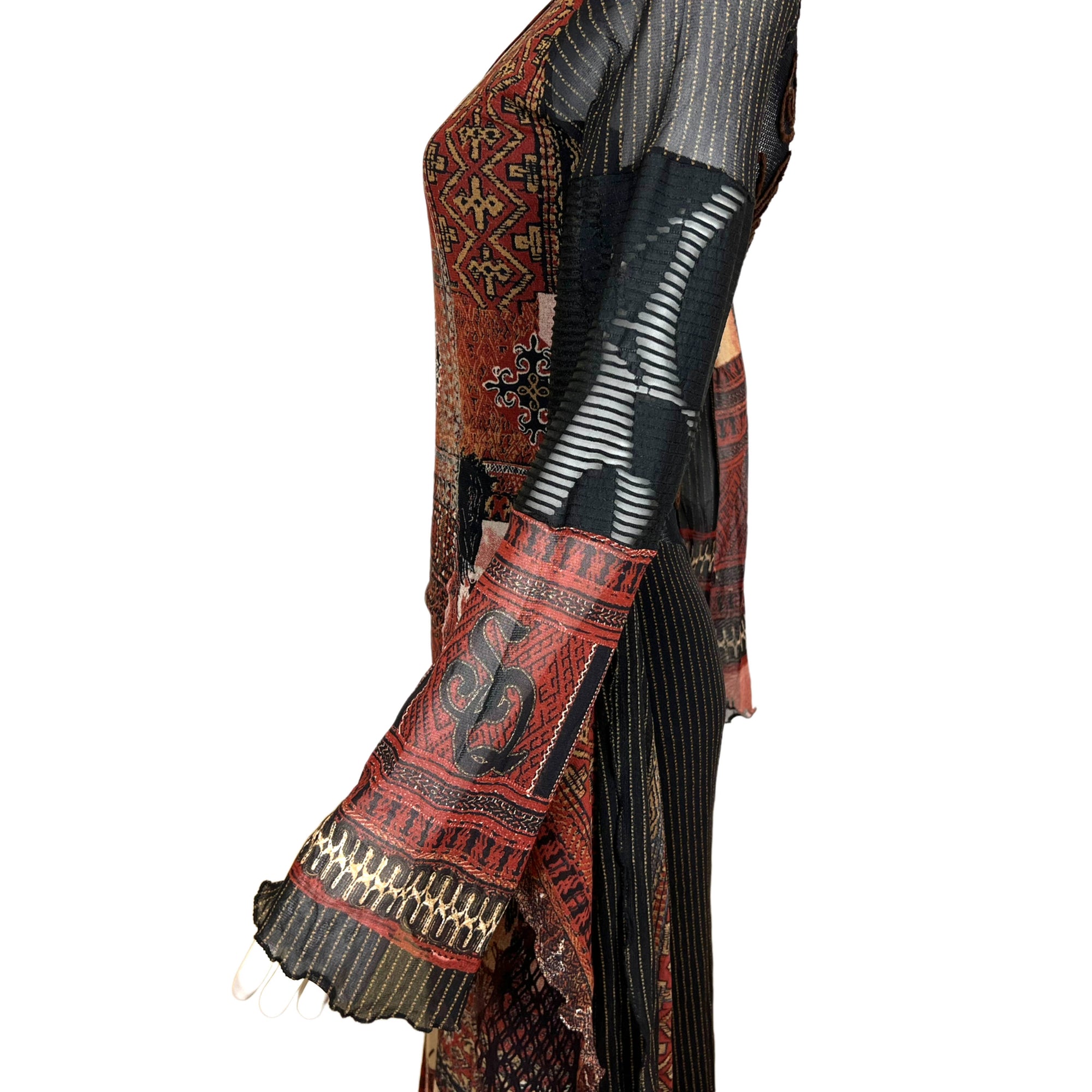1990s Vintage Save The Queen Dress Tribal Printed Mesh