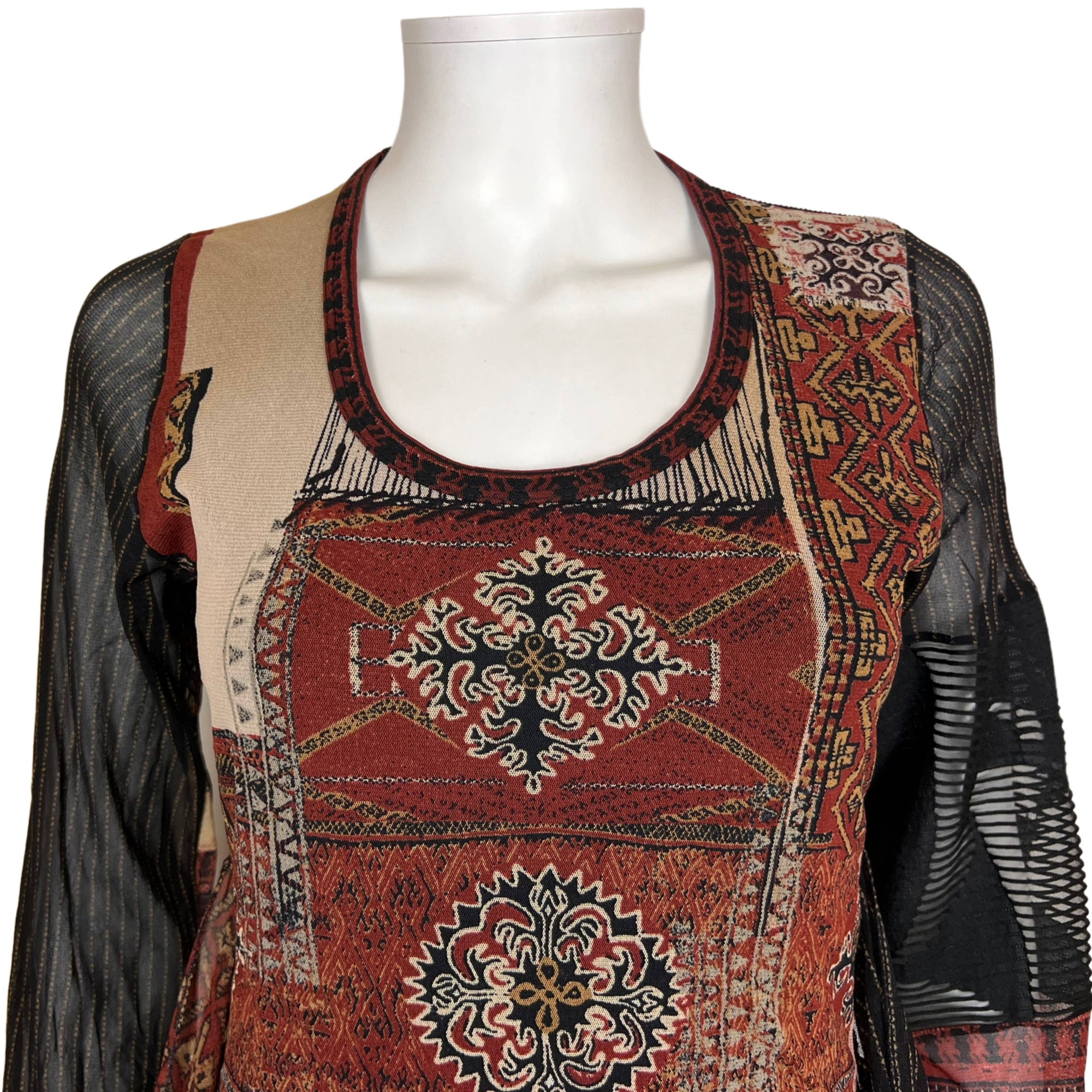 1990s Vintage Save The Queen Dress Tribal Printed Mesh