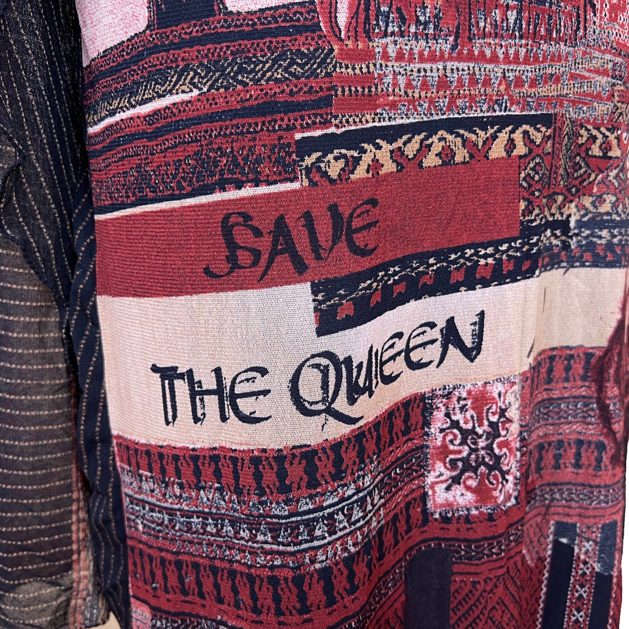 1990s Vintage Save The Queen Dress Tribal Printed Mesh