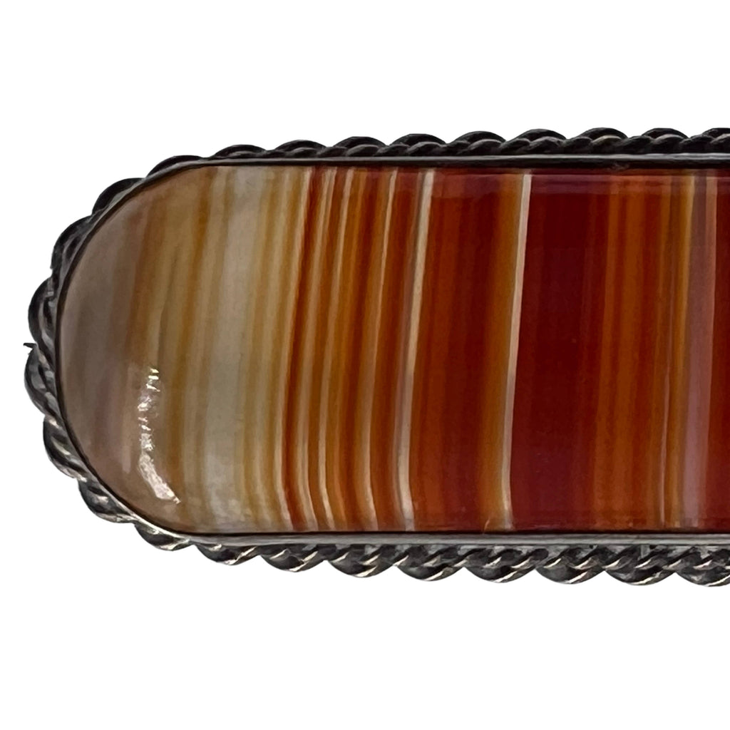 Antique Scottish Banded Agate Bar Pin 2 7/8”