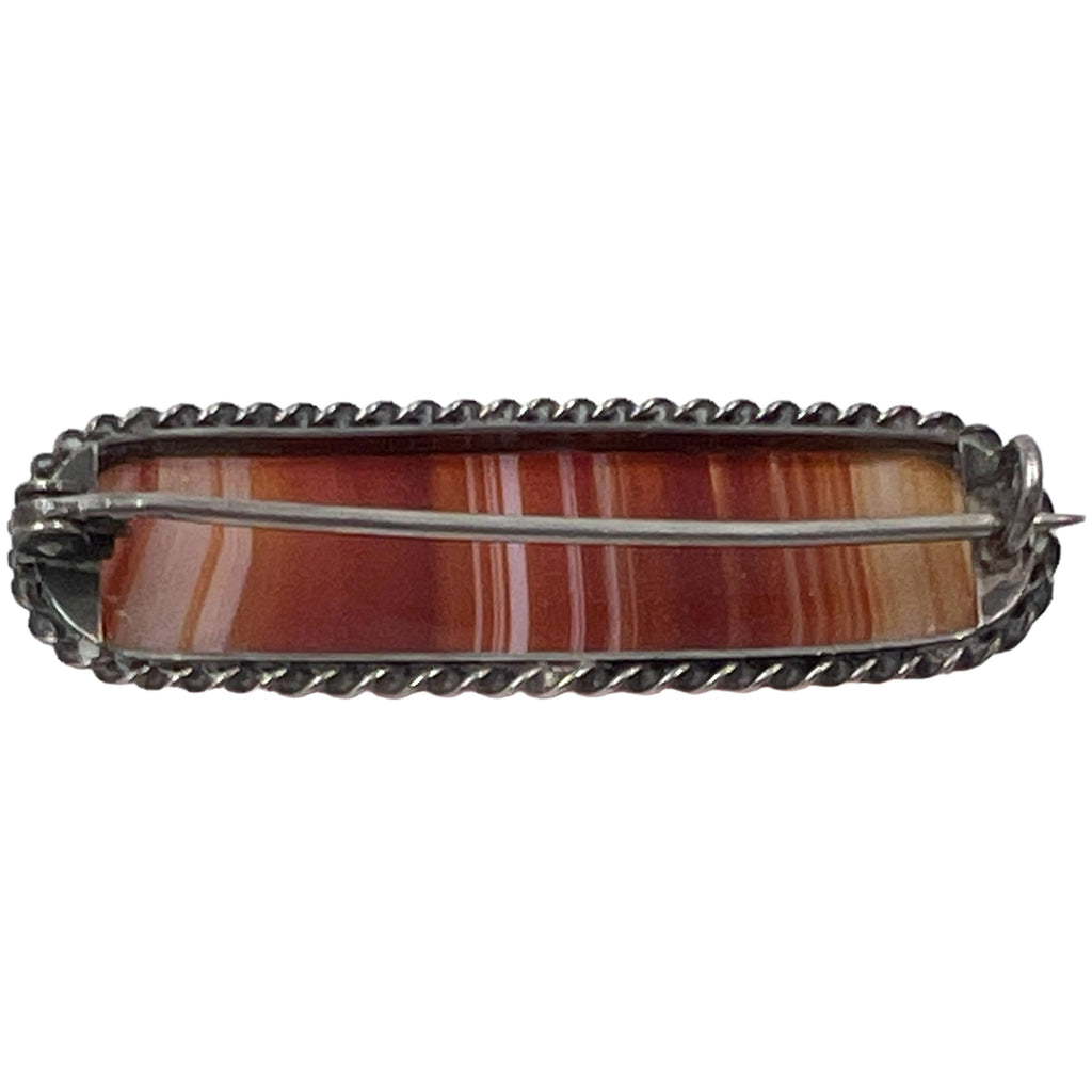 Antique Scottish Banded Agate Bar Pin 2 7/8”