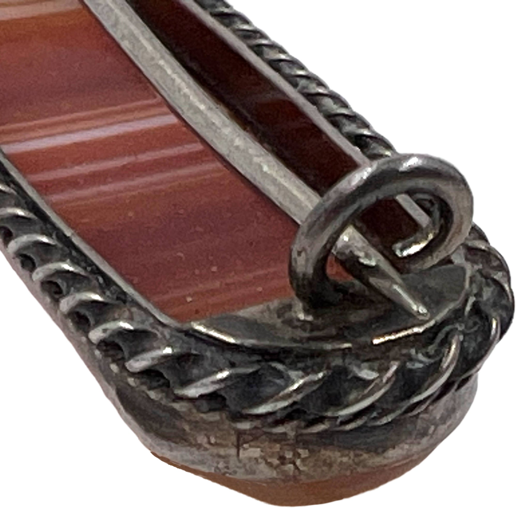 Antique Scottish Banded Agate Bar Pin 2 7/8”
