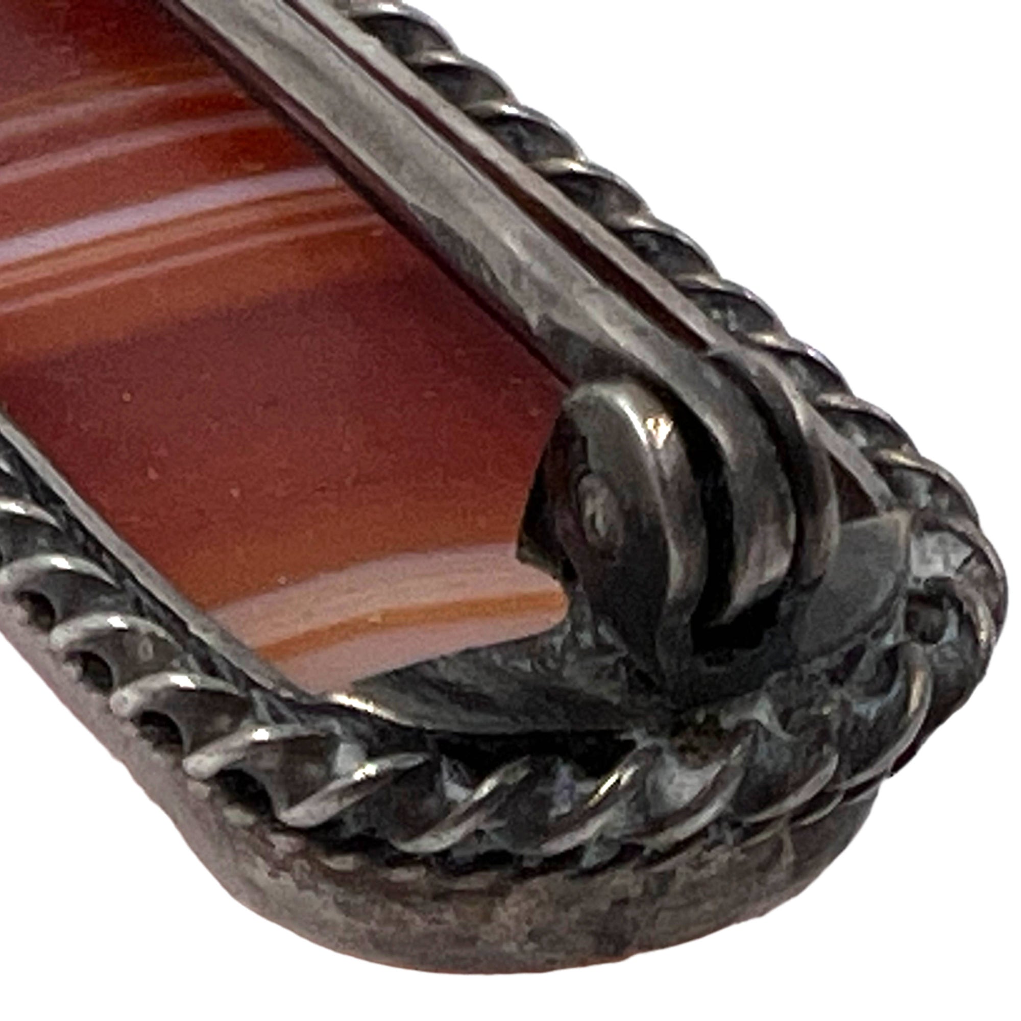 Antique Scottish Banded Agate Bar Pin 2 7/8”