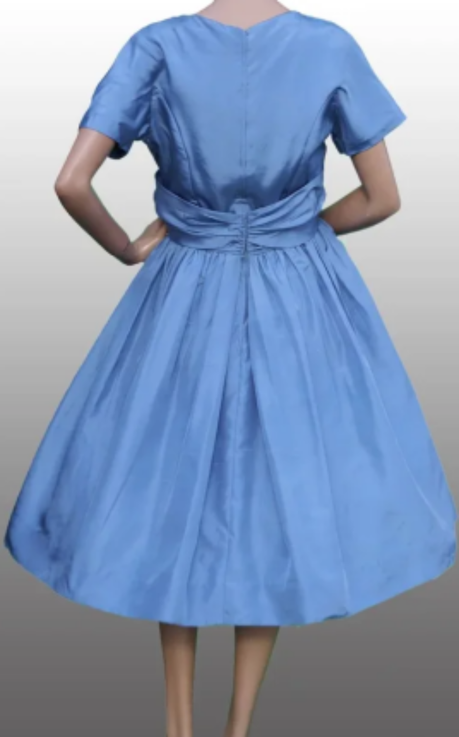 1950s Cornflower Blue Silk Party Dress