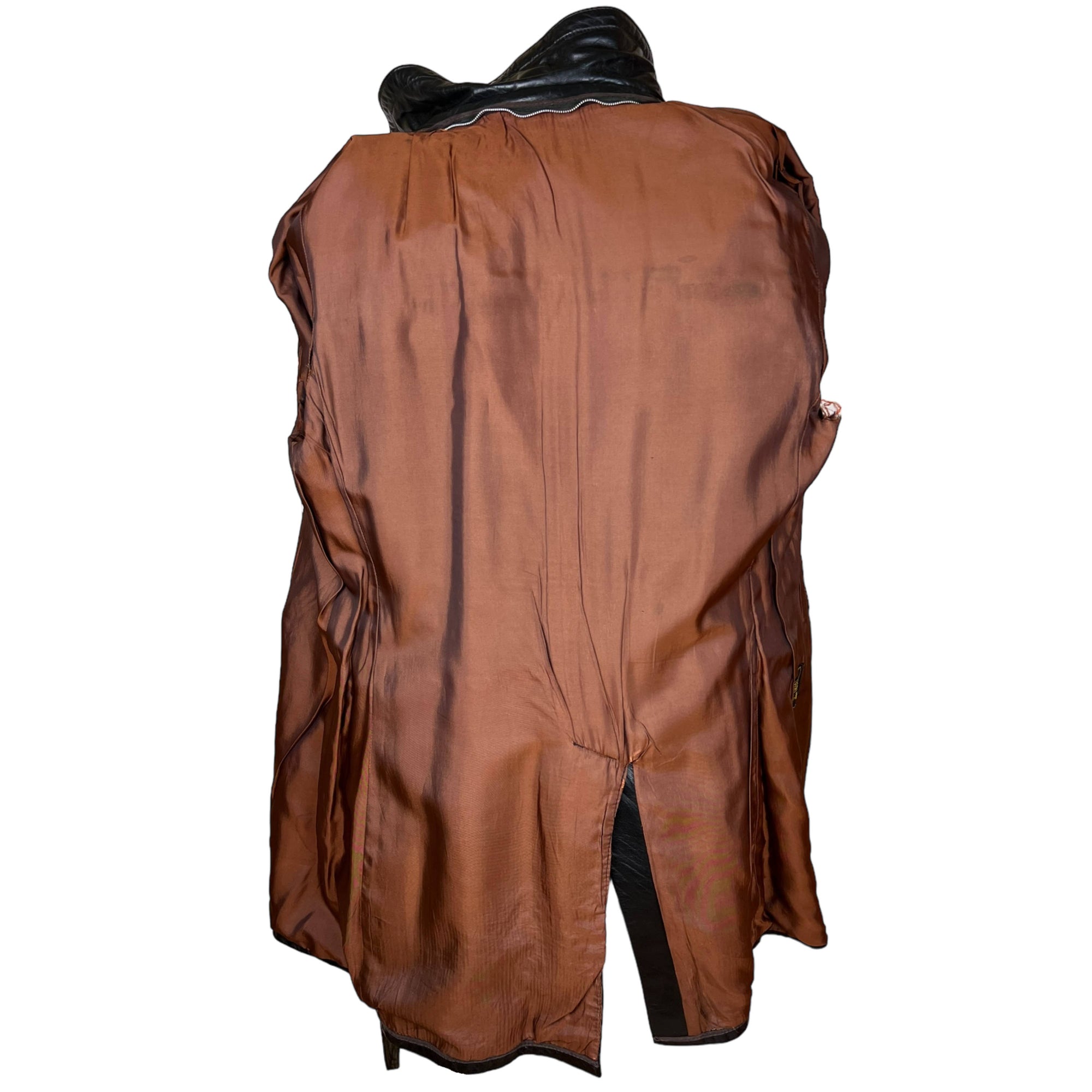 Vintage 1960s Black Leather Coat Mens Overcoat Size M