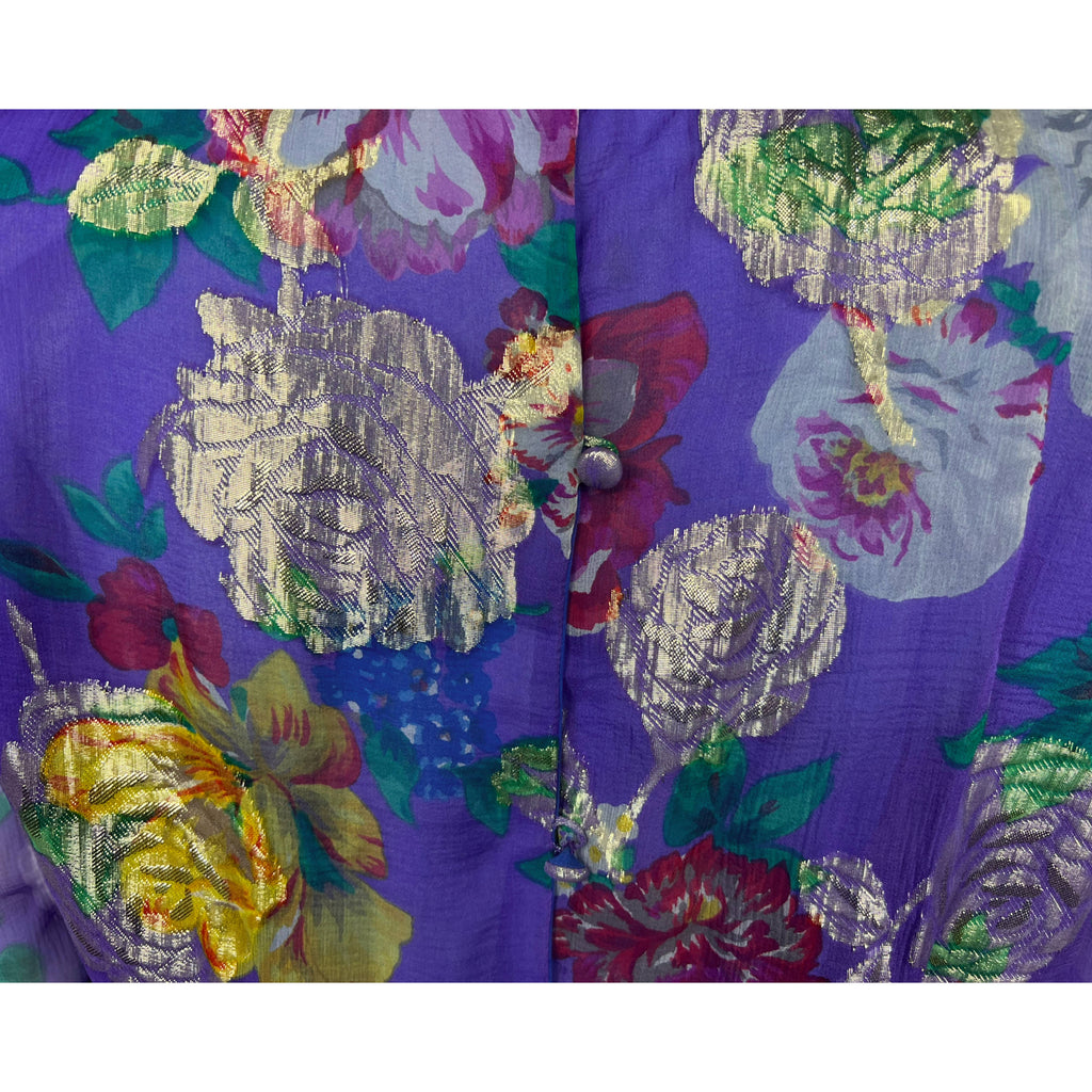 Vintage 80s Floral Lame Dress Serge & Real Montreal Couture