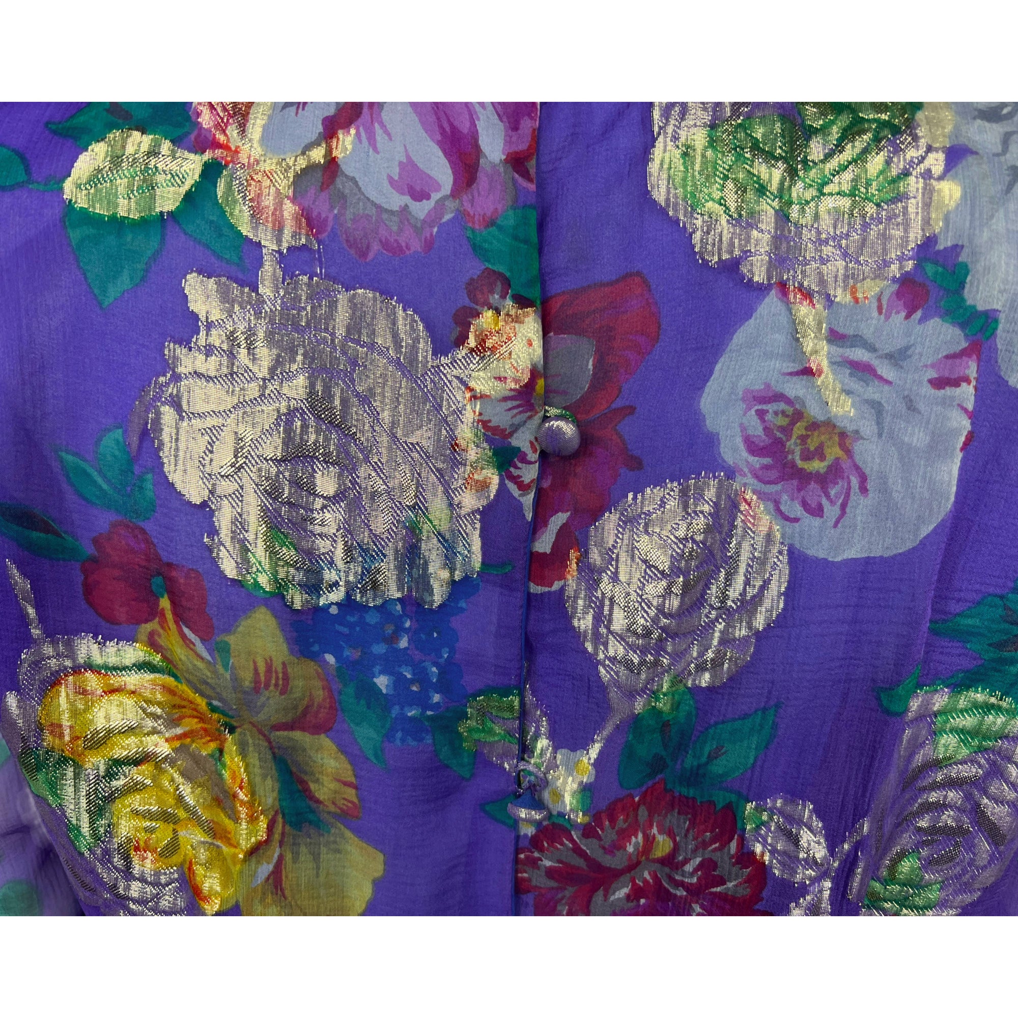 Vintage 80s Floral Lame Dress Serge & Real Montreal Couture