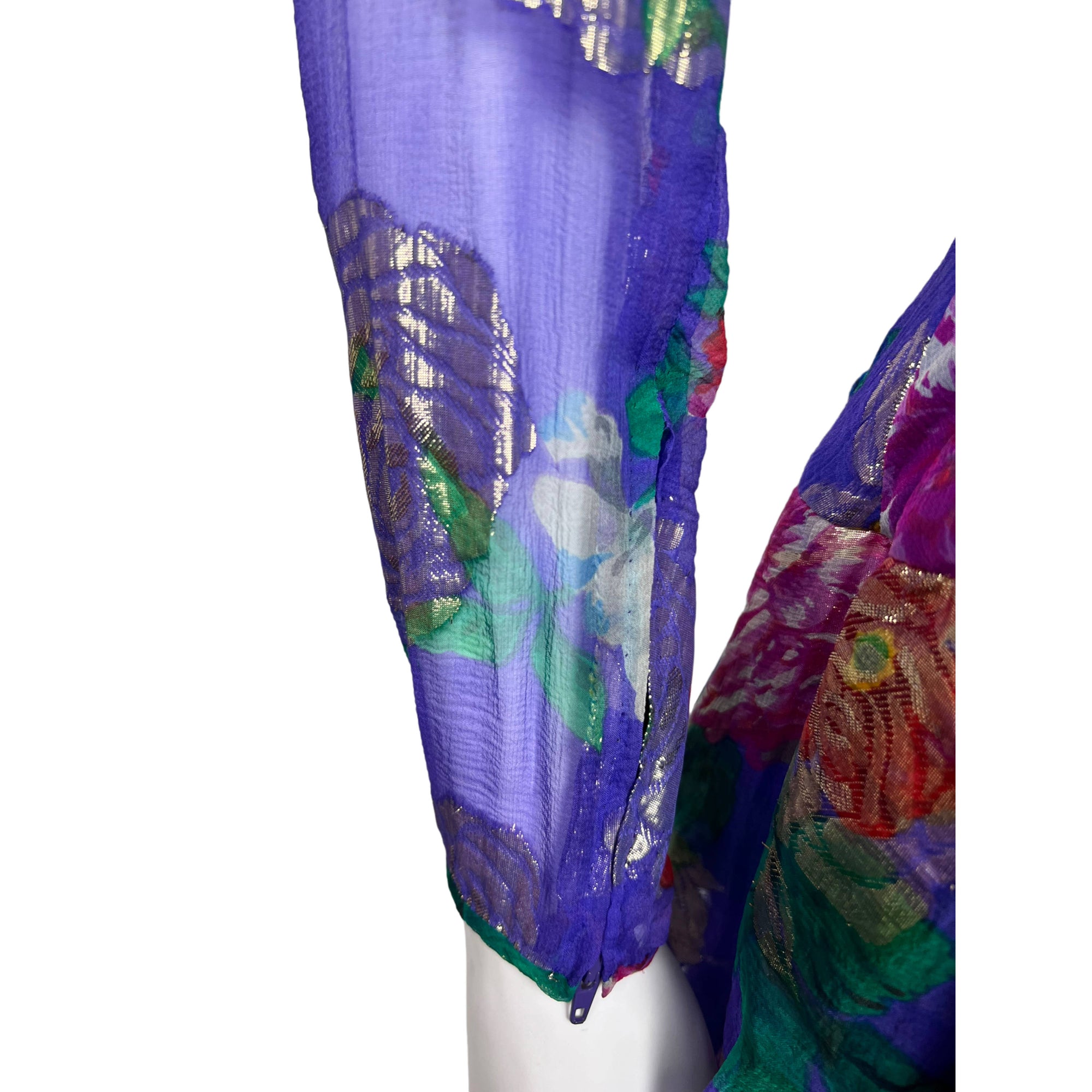 Vintage 80s Floral Lame Dress Serge & Real Montreal Couture