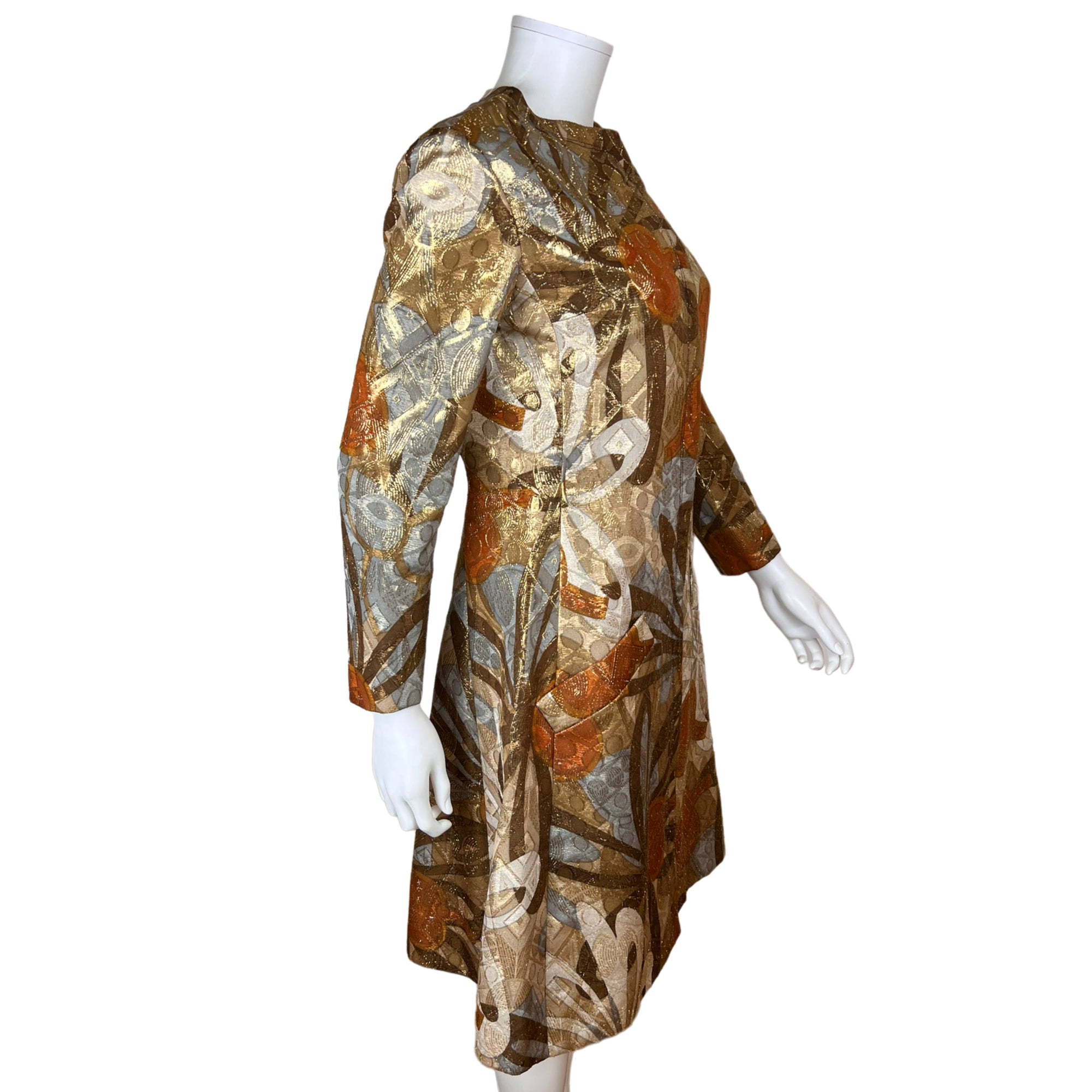 Vintage 1960s Metallic Lamé Dress Lew Shedlack Montreal Sz M