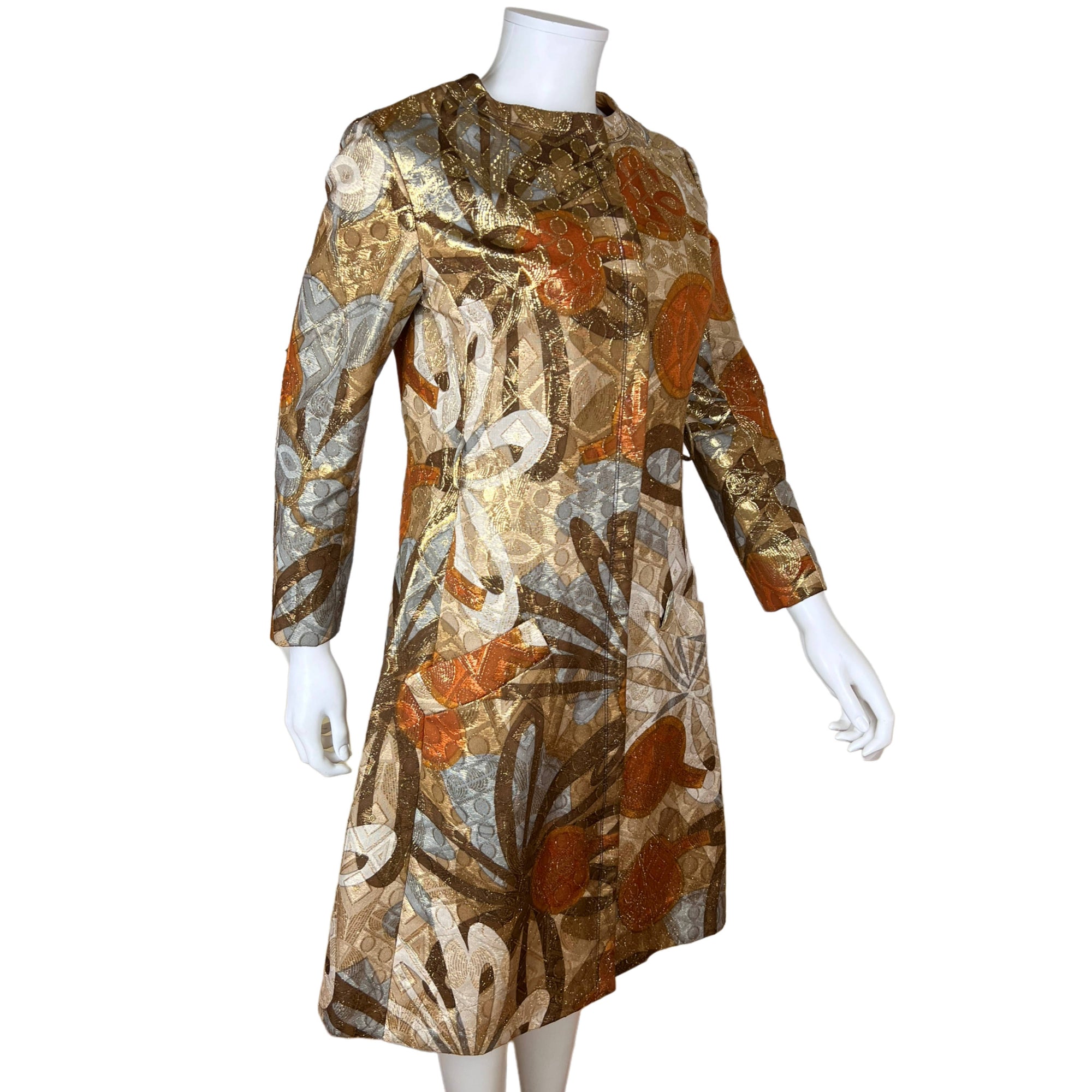 Vintage 1960s Metallic Lamé Dress Lew Shedlack Montreal Sz M