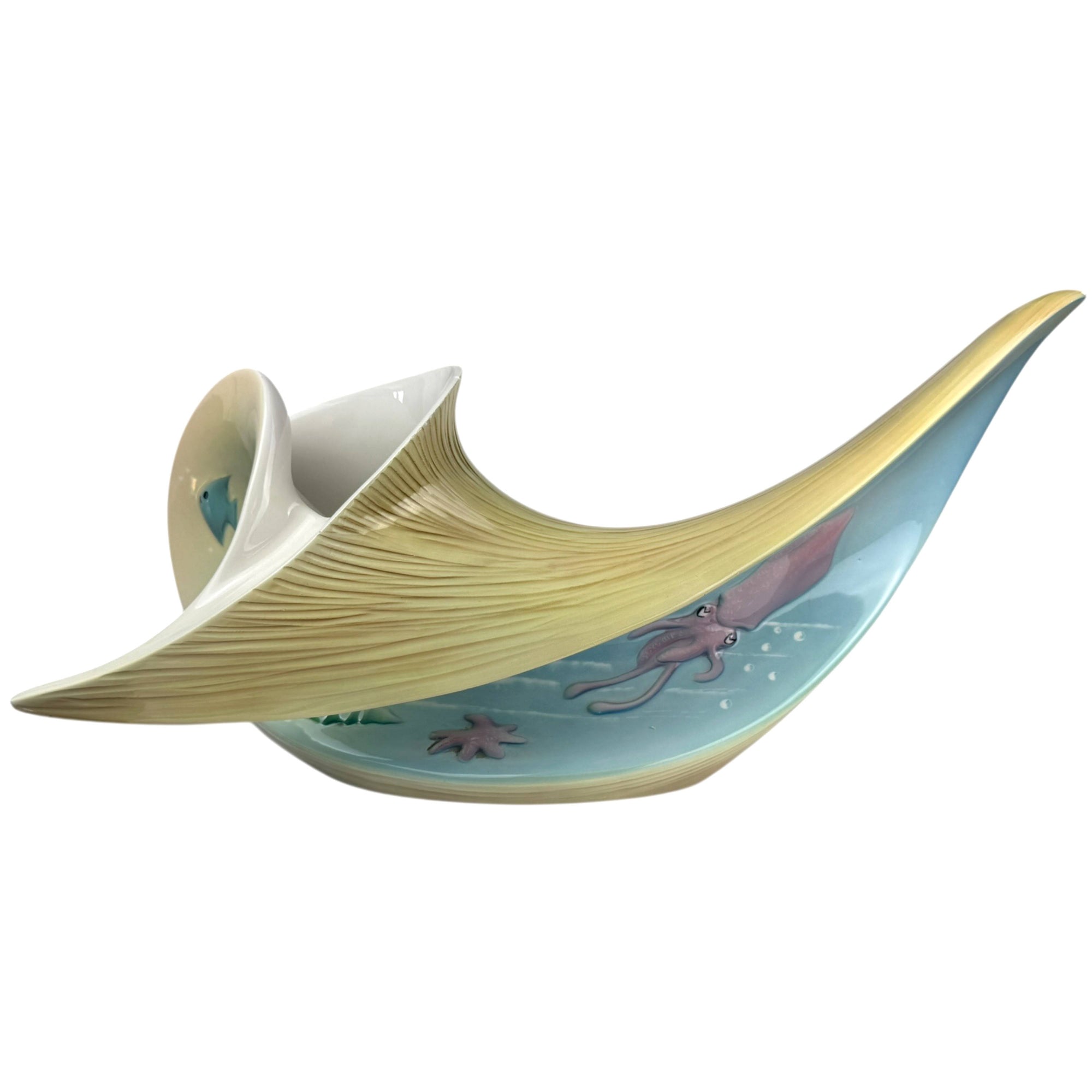 ceramica celesta italy shell centrepiece vase mid century marine life ceramic squid motif