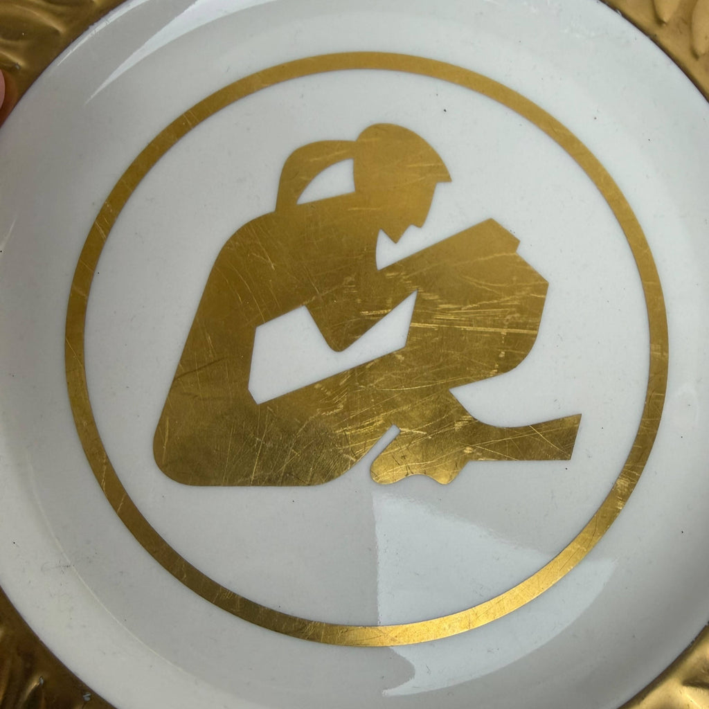 1987 Shenango China Gold Laurel Presentation Plate Corporate Logo Charger 10.75″
