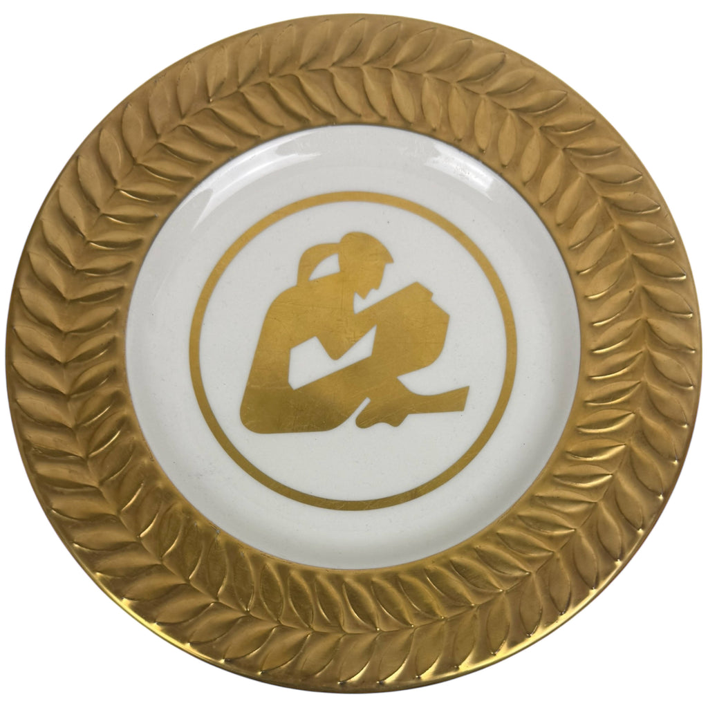 1987 Shenango China Gold Laurel Presentation Plate Corporate Logo Charger 10.75″