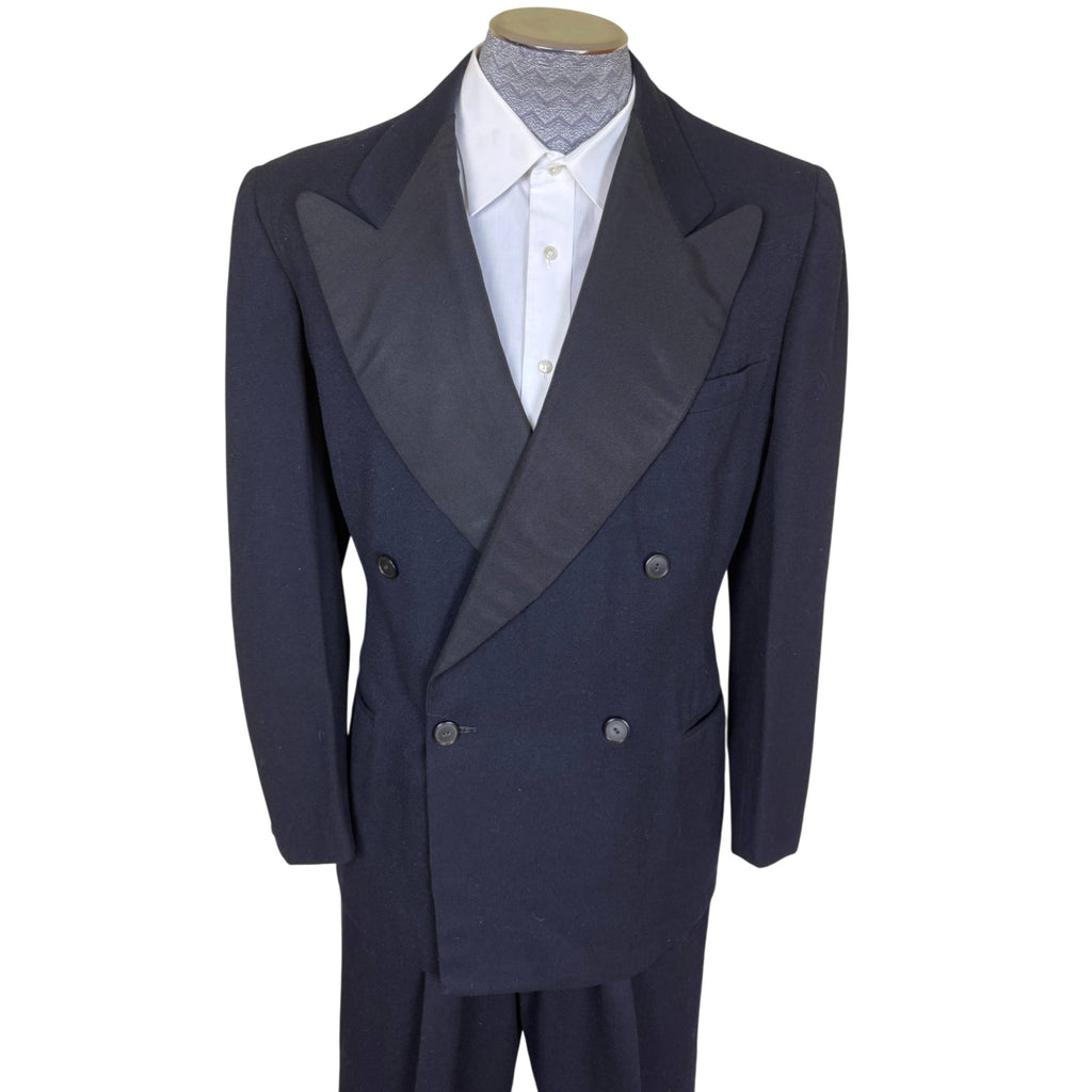1940s navy wool dinner jacket part of tuxedo suit