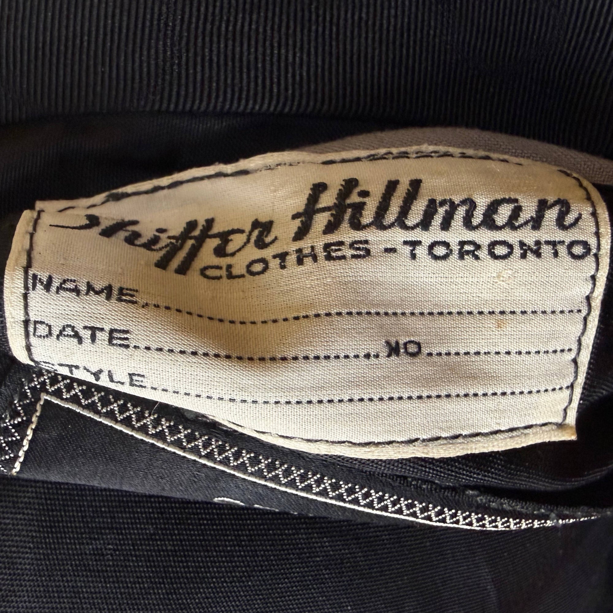 shiffer hillman toronto tailor's label