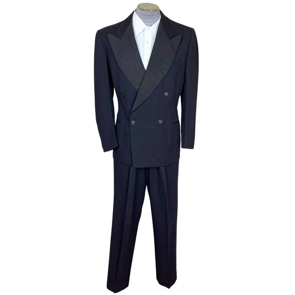 1940s Shiffer Hillman navy wool tuxedo suit