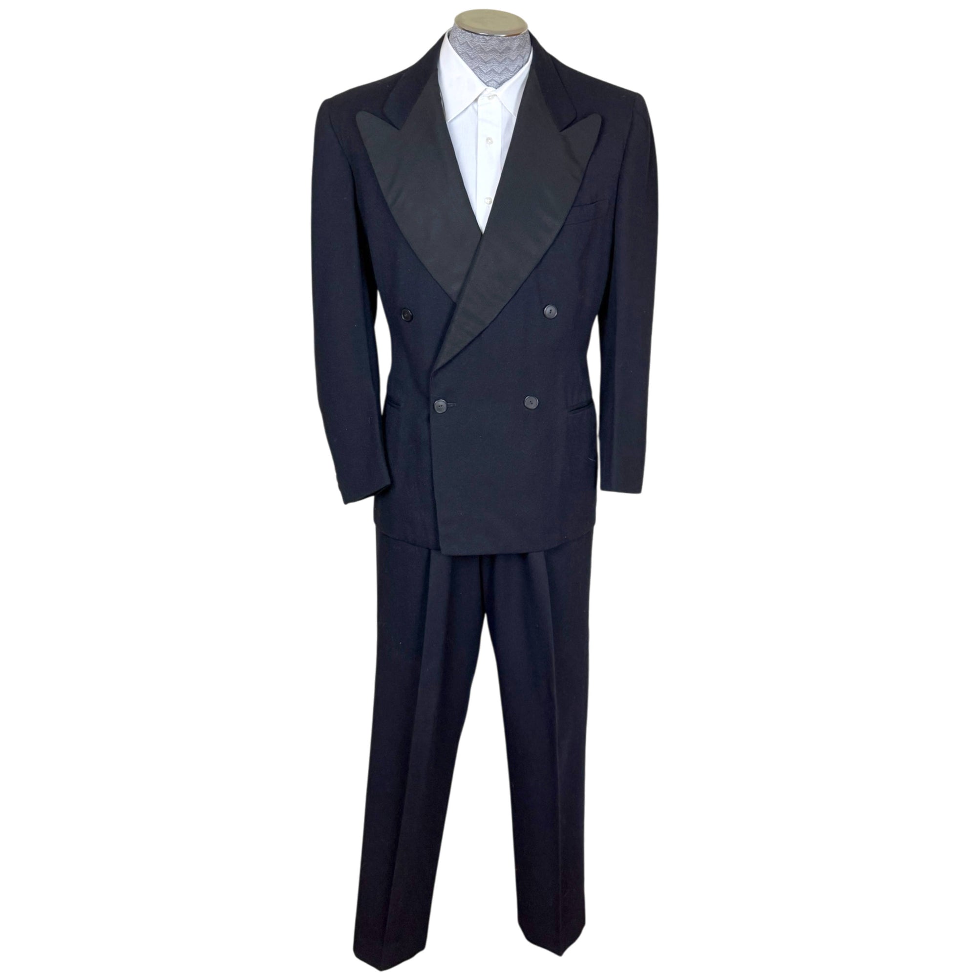 1940s Shiffer Hillman navy wool tuxedo suit