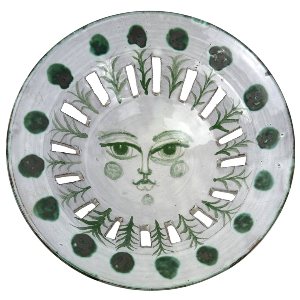 1978 Greg Shooner Studio Pottery Bowl Early Hand-Painted Sun Face Design