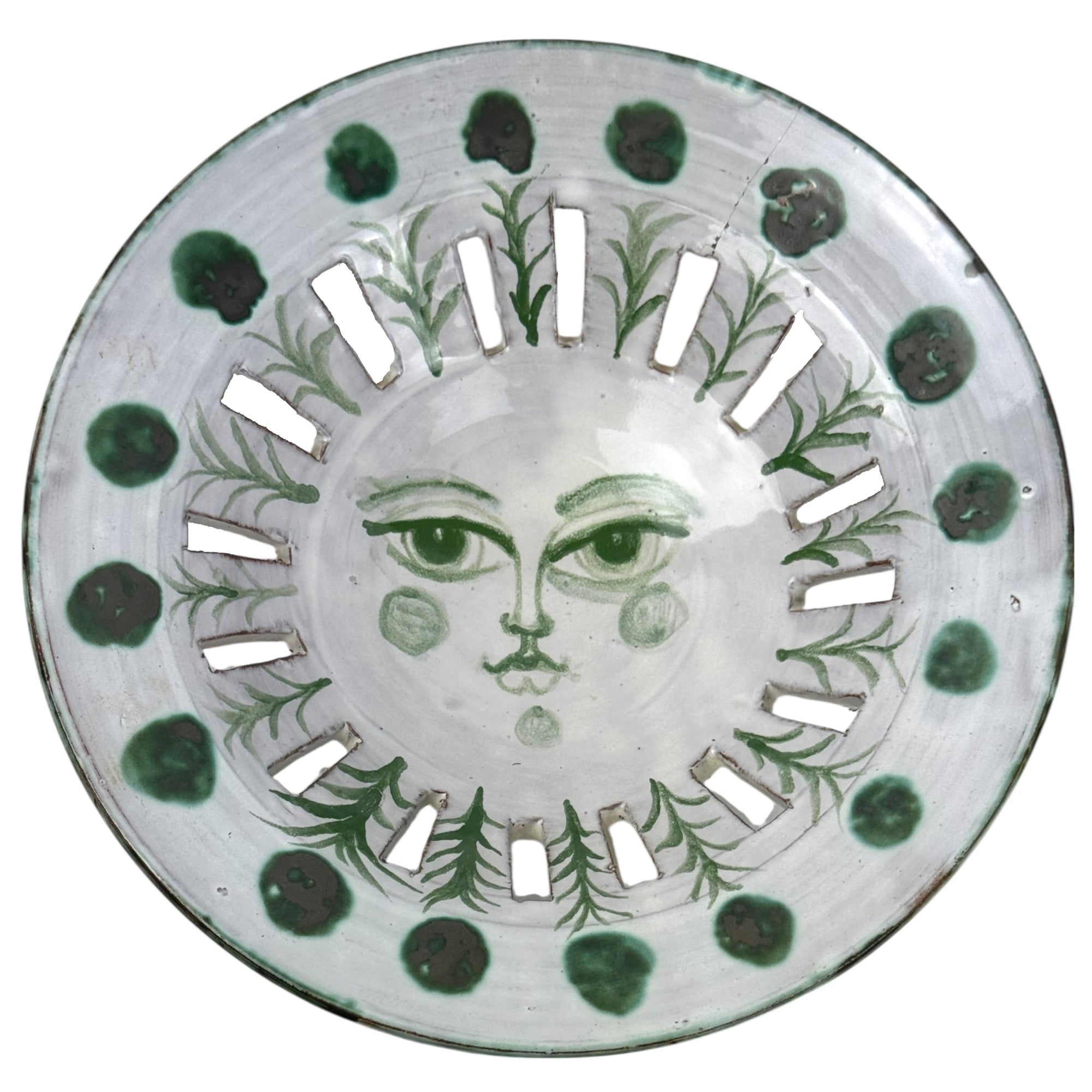 1978 Greg Shooner Studio Pottery Bowl Early Hand-Painted Sun Face Design