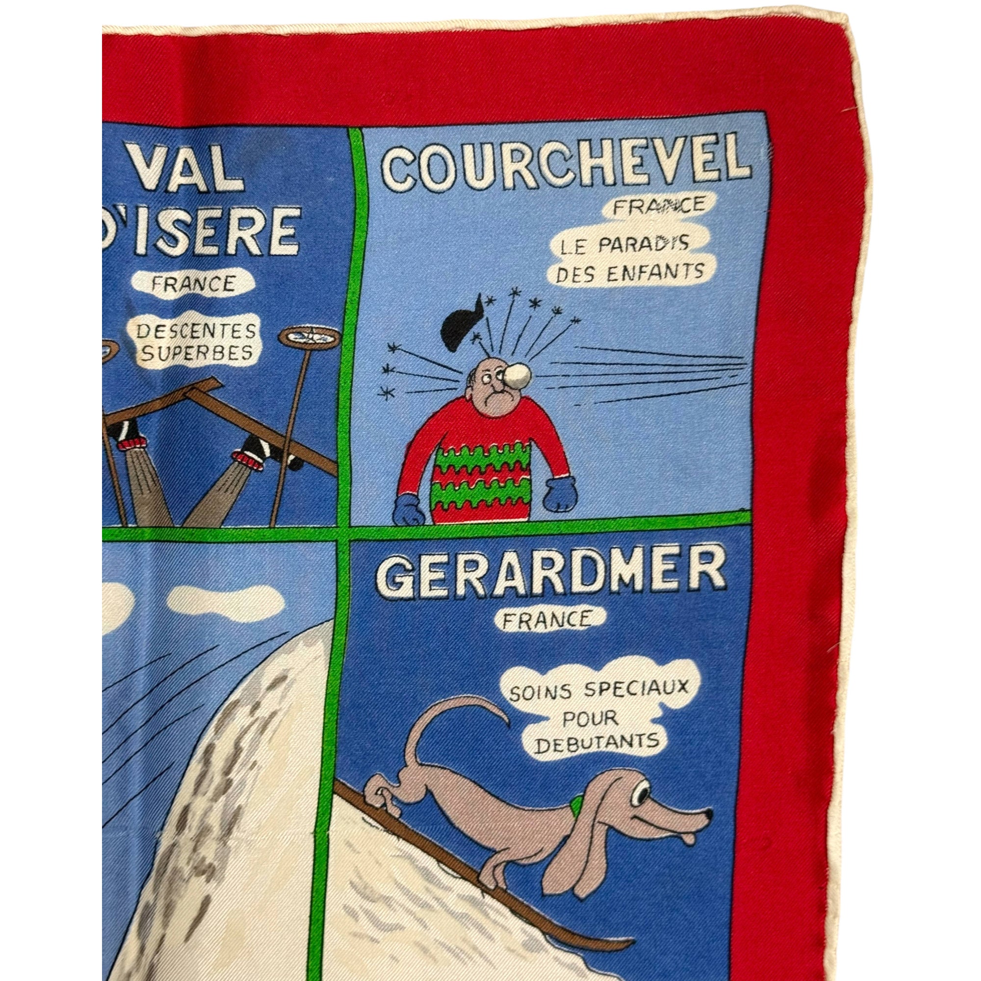 Vintage ski scarf featuring courchevel, gerardmer, val d'isere and others