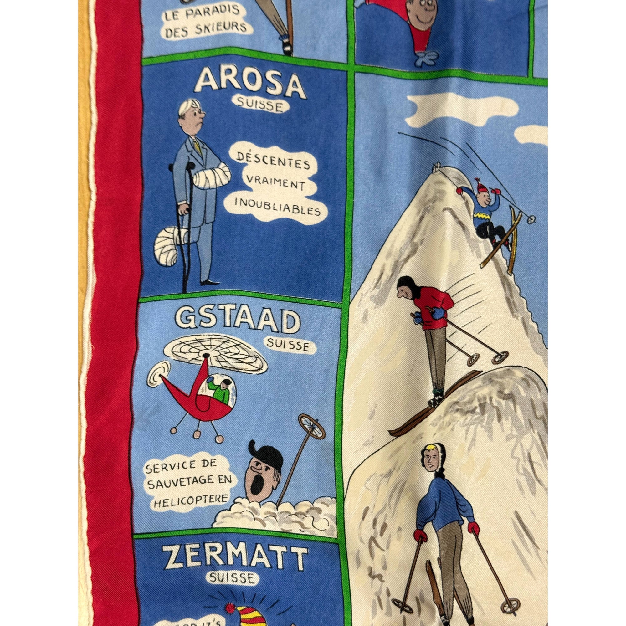 Vintage ski scarf featuring arosa, gstaad, zermatt and others