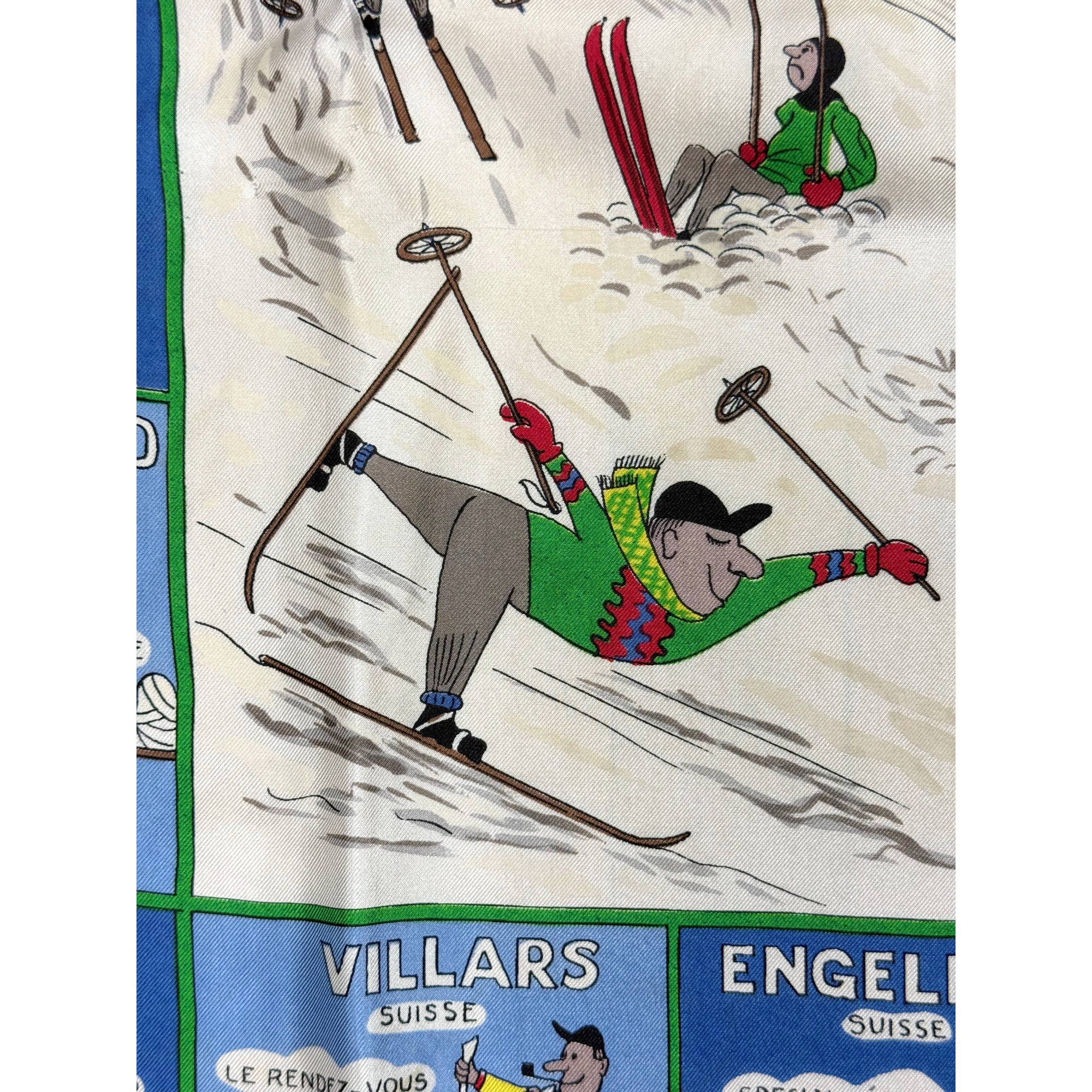 Vintage ski scarf featuring St. Moritz Chamonix Zermatt and Cortina