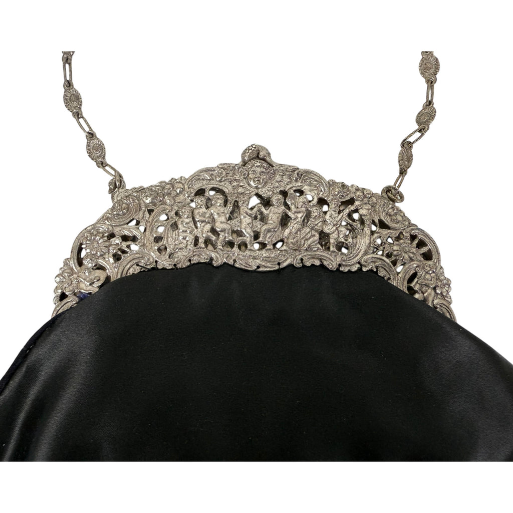 Antique Silver Frame Evening Bag with Putti Musicians Purse