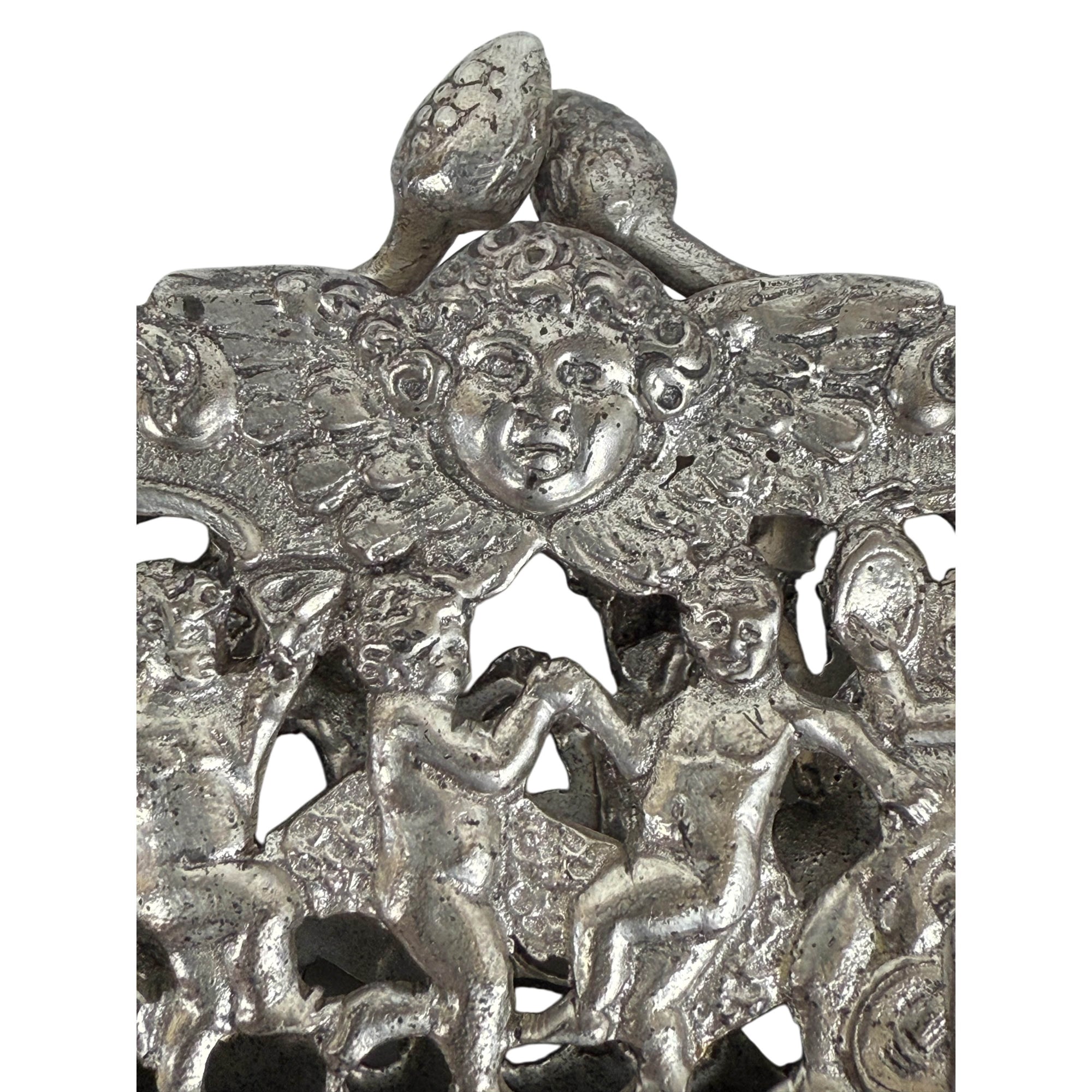 Antique Silver Frame Evening Bag with Putti Musicians Purse