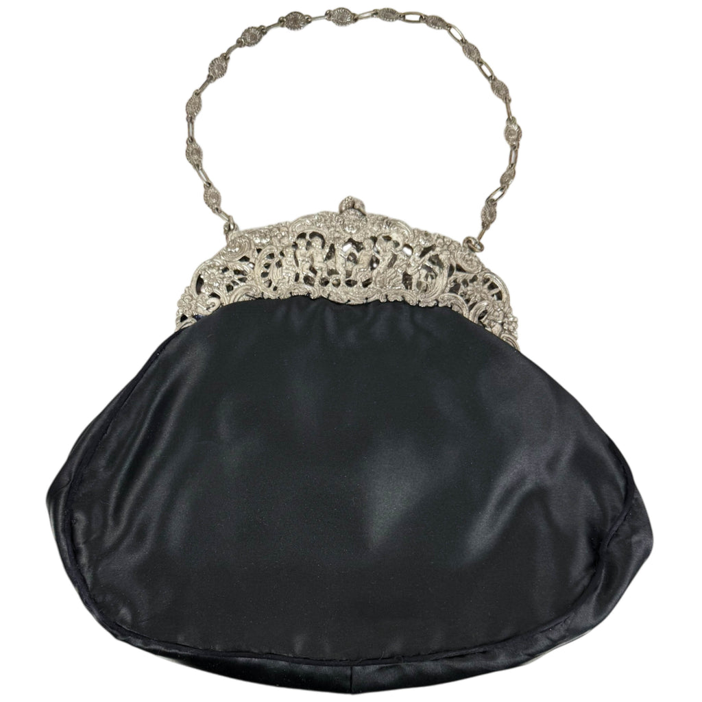 Antique Silver Frame Evening Bag with Putti Musicians Purse