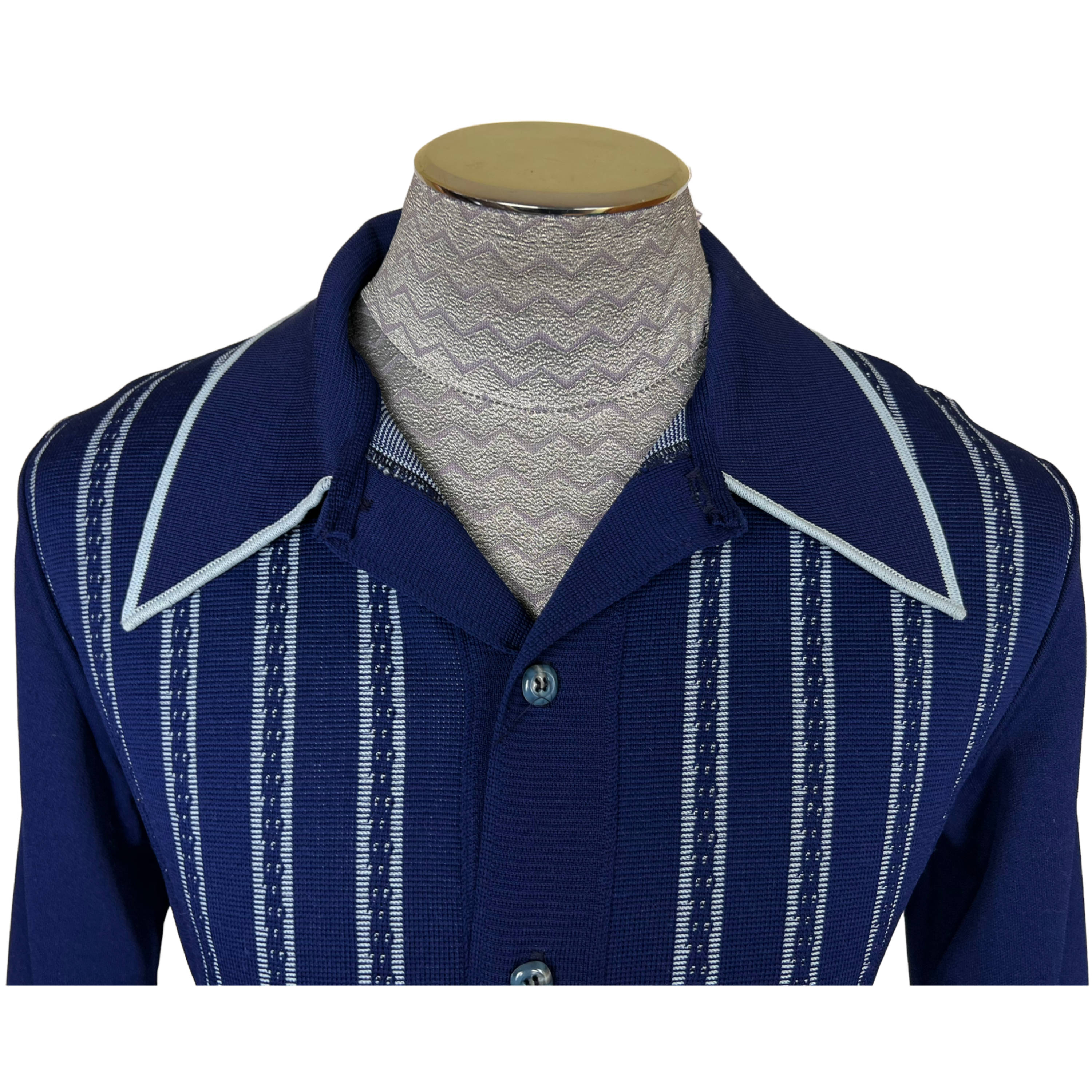 トップス 70s Euro Vintage Knit Polo Cardigan Vintage NOS 1970s Polo Shirt Knit Cardigan Unused Sz M Sears