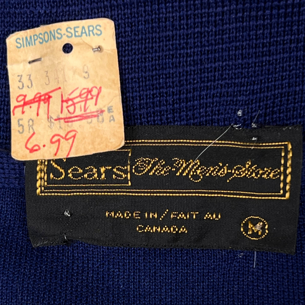 Vintage NOS 1970s Polo Shirt Knit Cardigan Unused Sz M Sears