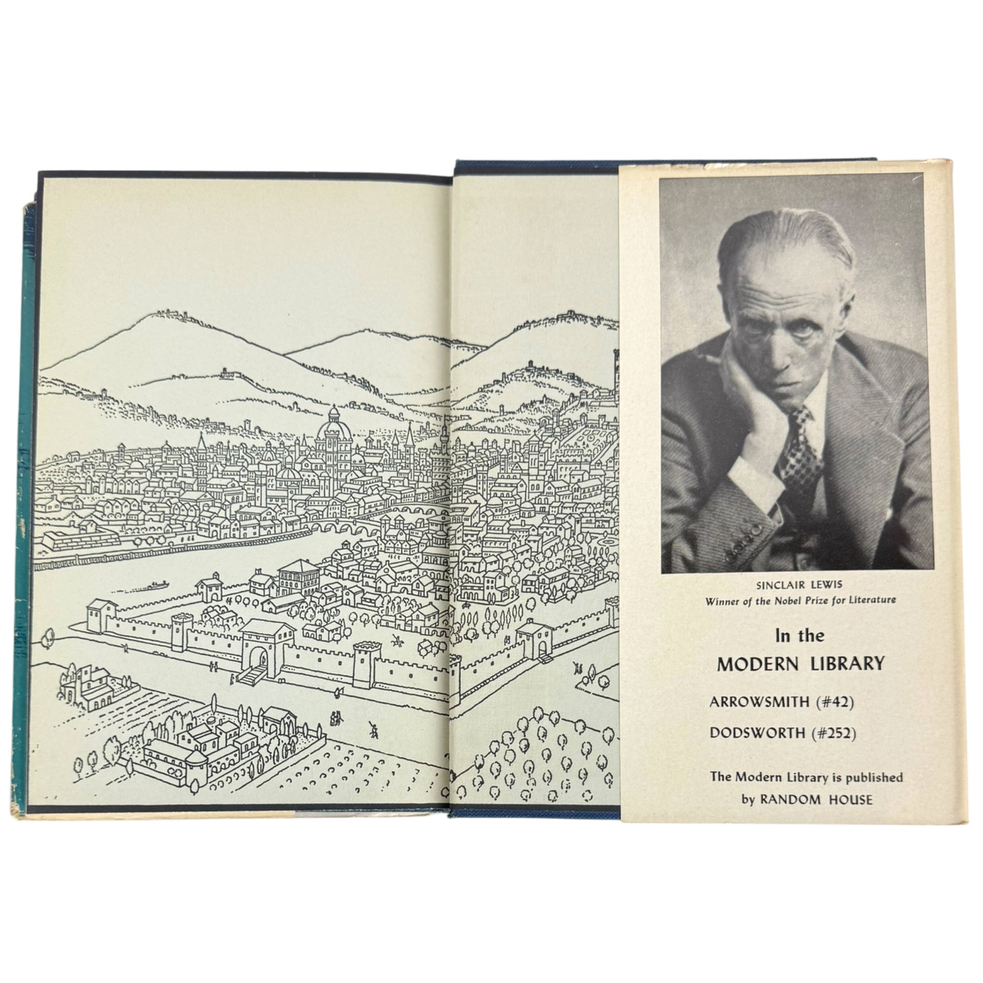 Decorative Florence endpapers and author portrait sinclair lewis