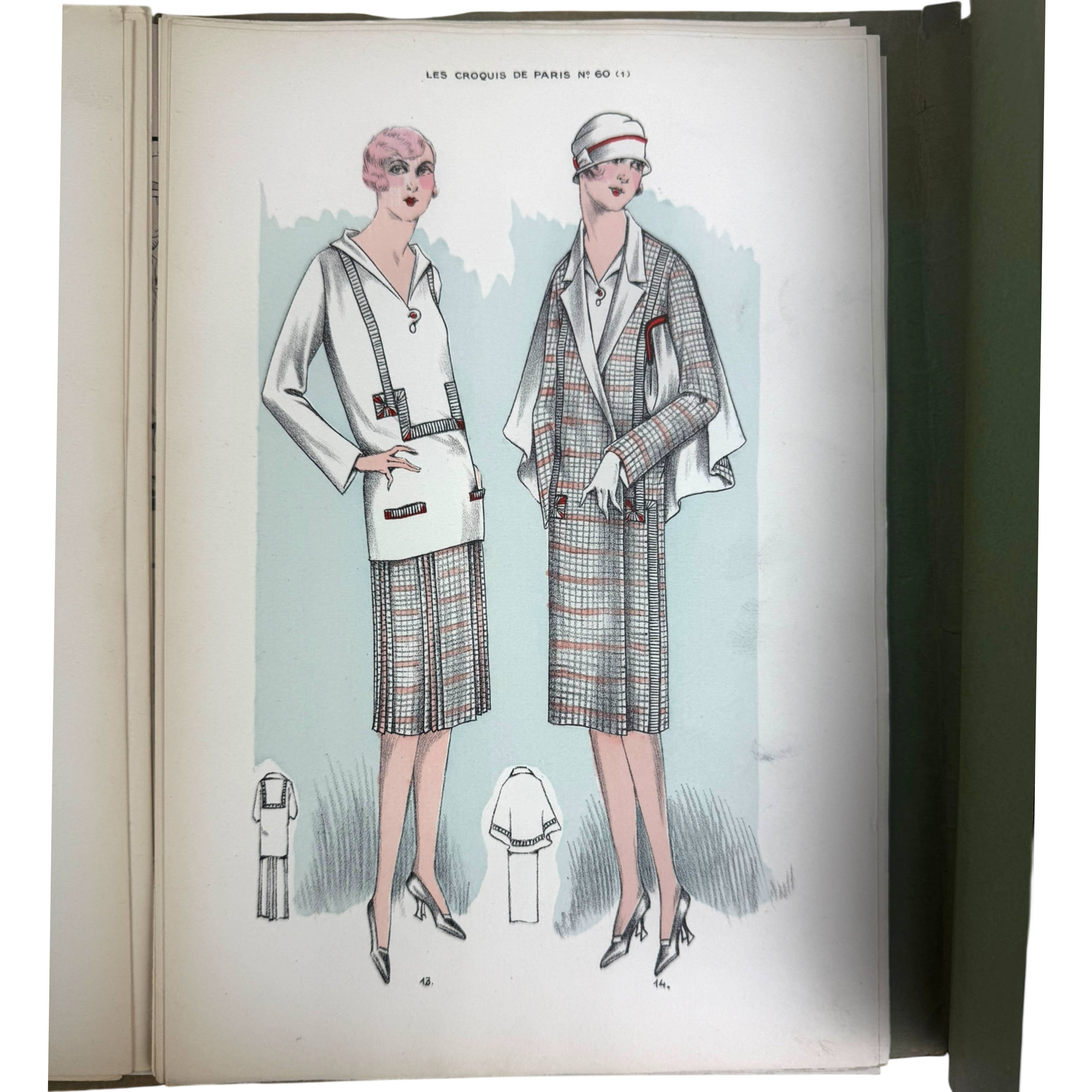 1926 Paris Fashion Sketches 19 Colour Lithograph Plates w