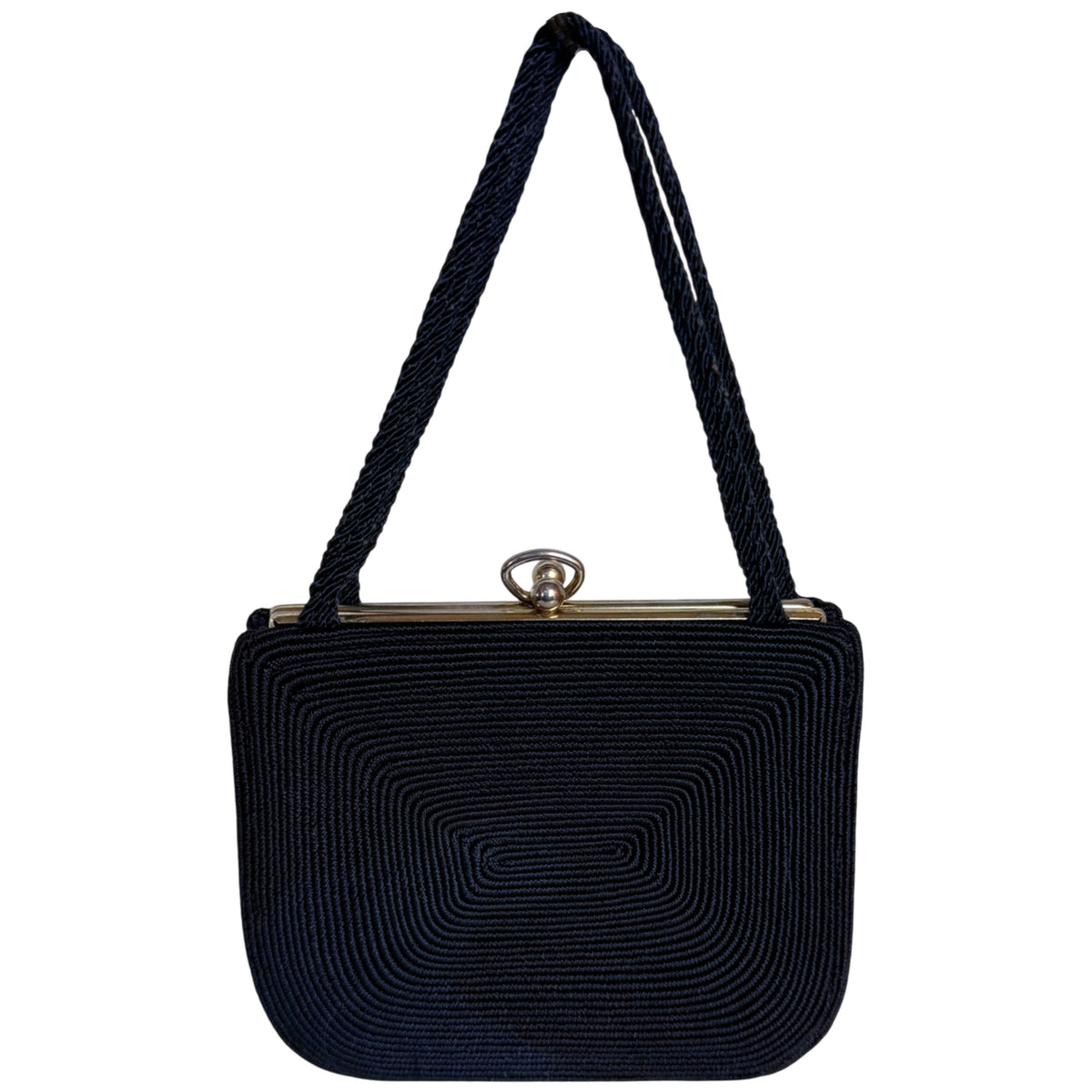 Vintage navy Cordé purse reverse geometric pattern