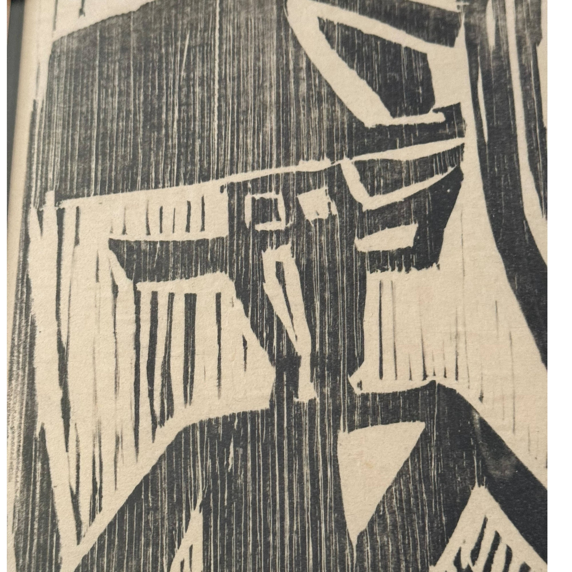 Sonia Cornwall Woodblock Print – Cowboy with Bull, 1 of 3