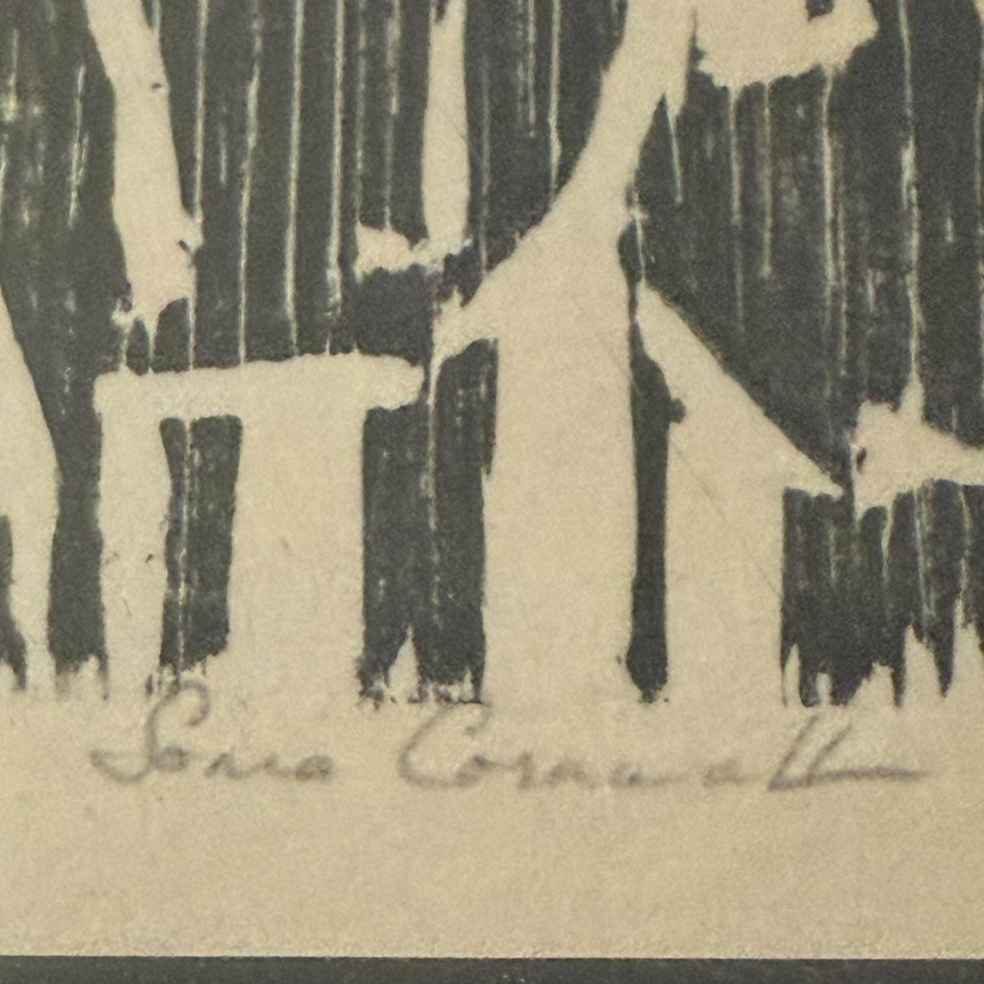 Sonia Cornwall Woodblock Print – Cowboy with Bull, 1 of 3