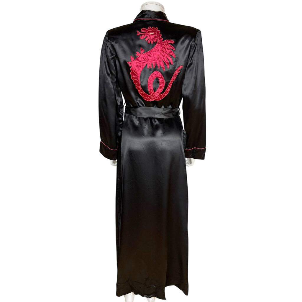 Vintage 1940s Black Satin Robe Southern California Fashions