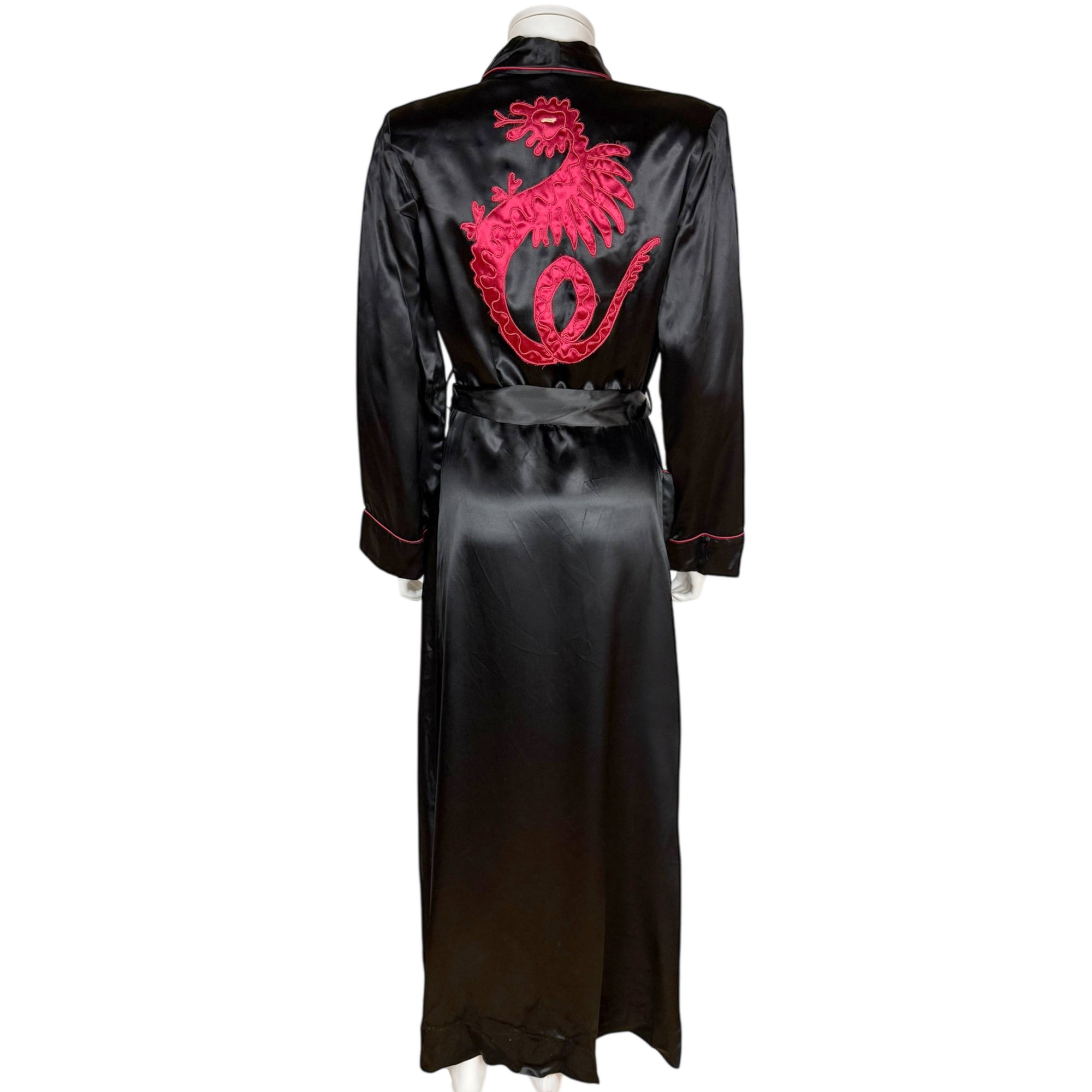 Vintage 1940s Black Satin Robe Southern California Fashions