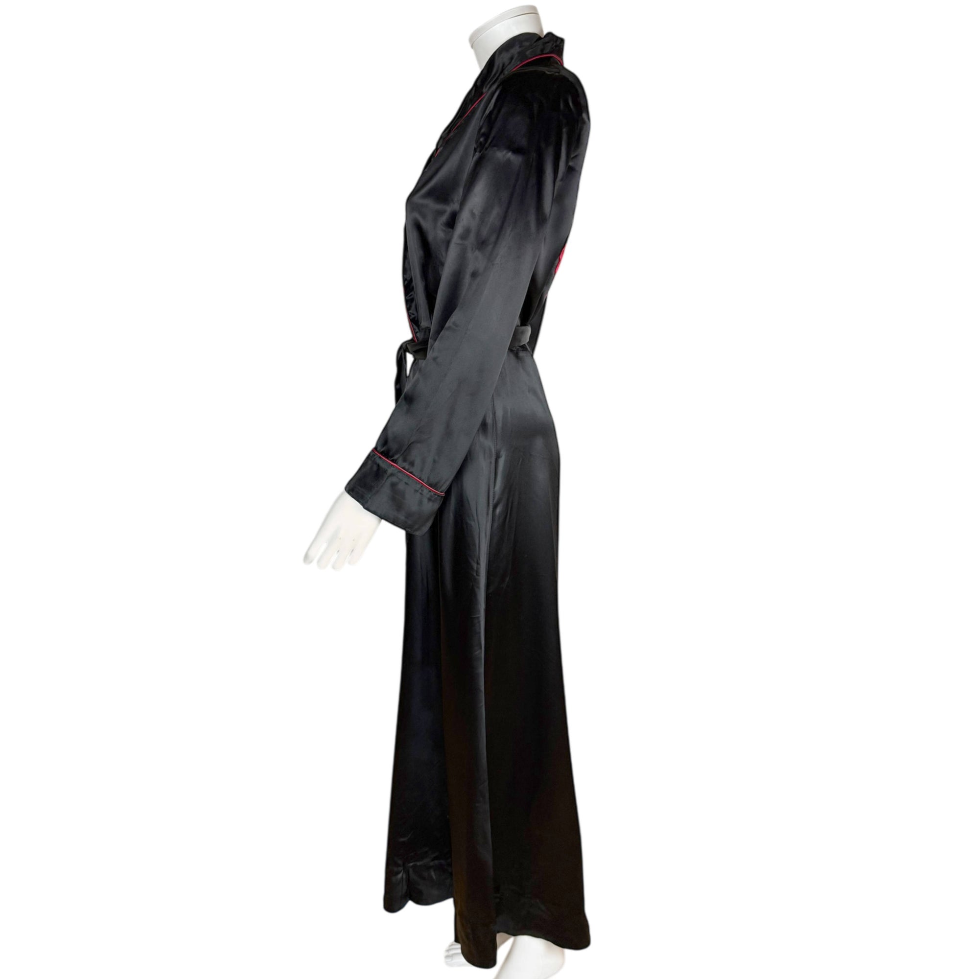 Vintage 1940s Black Satin Robe Southern California Fashions