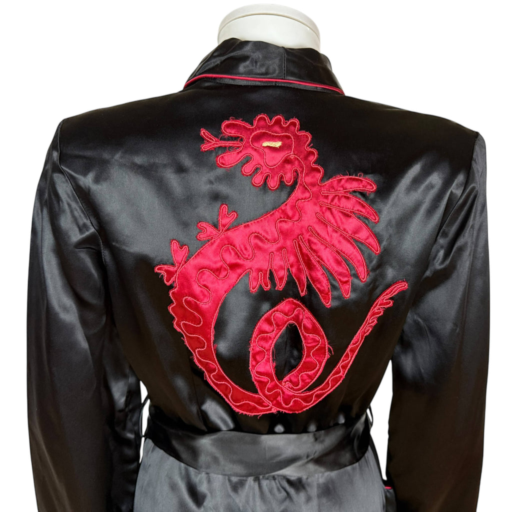 Vintage 1940s Black Satin Robe Southern California Fashions